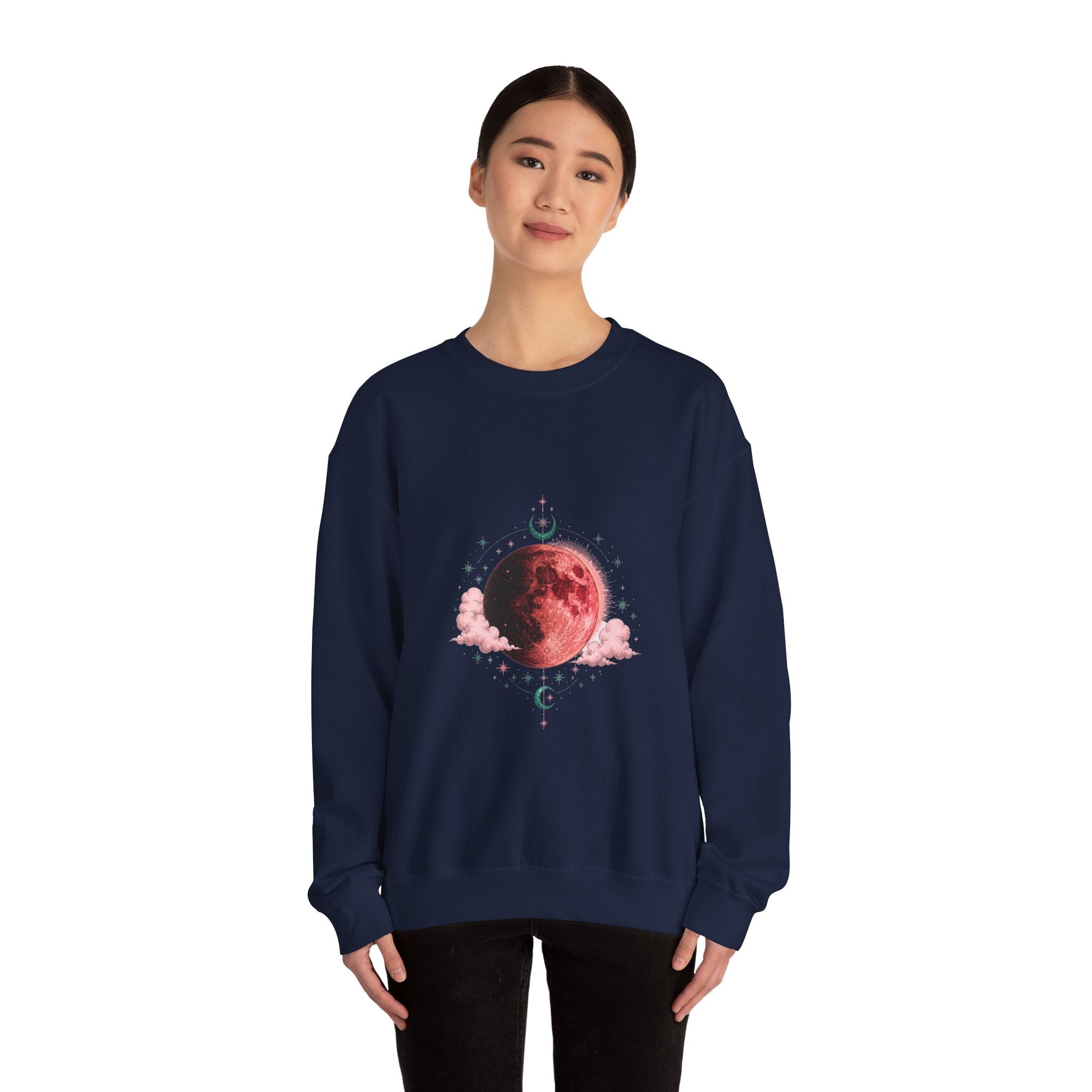Matching Couple Sweatshirt - Solar & Lunar Eclipse Matching Couple Crewneck Sweatshirt Hand-Drawn Art His Hers Best Friend Gift - Design B