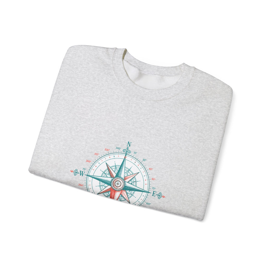 Matching Couple Sweatshirt - Compass North & South Matching Couple Premium Fleece Sweatshirt Hand-Drawn Art His Hers Anniversary Gift - Design B
