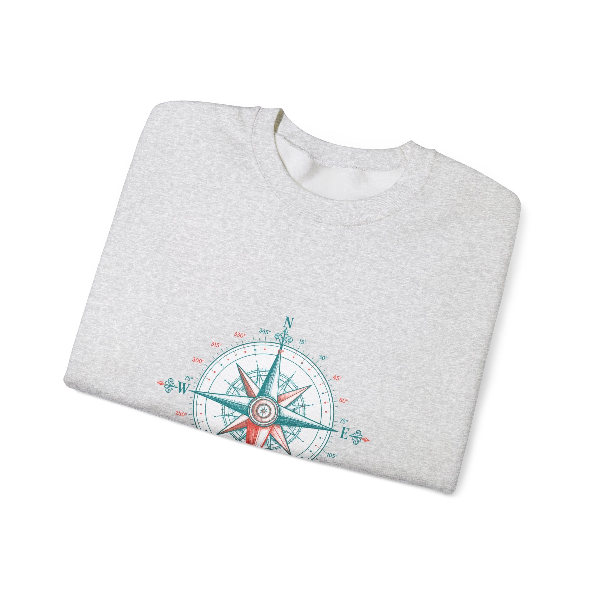 Matching Couple Sweatshirt - Compass North & South Matching Couple Premium Fleece Sweatshirt Hand-Drawn Art His Hers Anniversary Gift - Design B