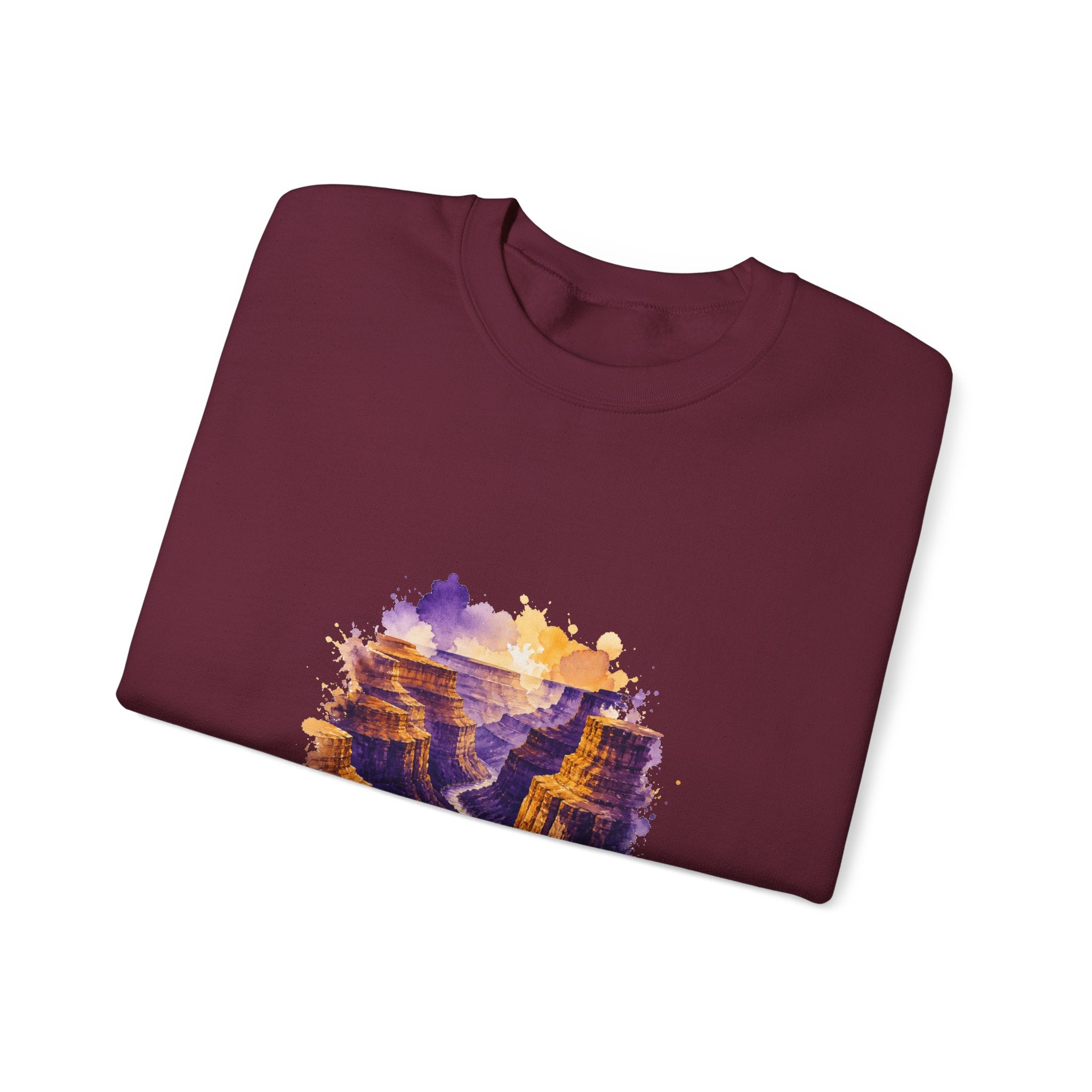 Matching Couple Sweatshirt - Lavender Fields & Canyon Matching Couple Premium Fleece Sweatshirt Watercolor Art His Hers Birthday Gift - Design B