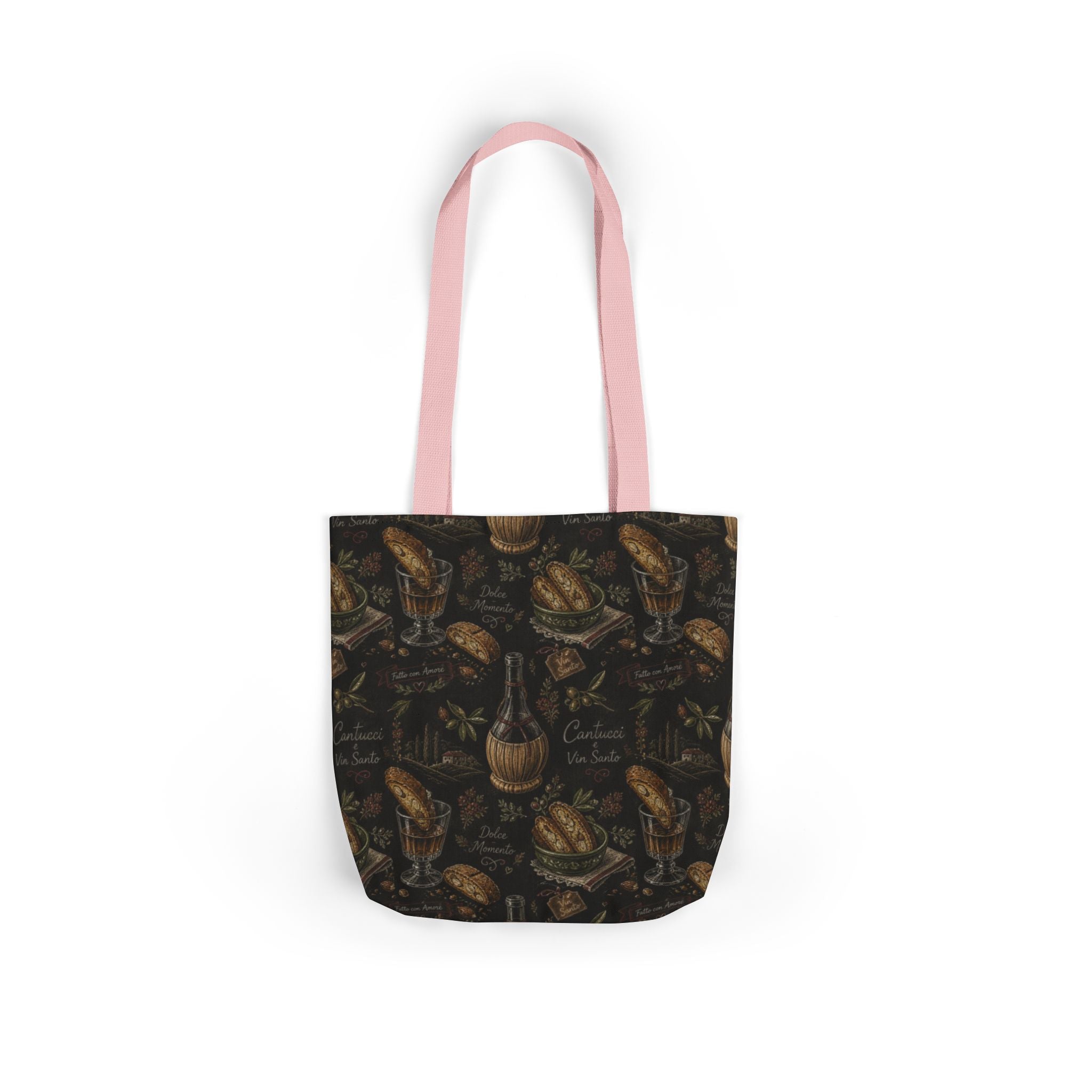 Biscotti & Vin Santo Canvas Tote Bag Mediterranean Kitchen Chalk Art Design Italian Cottagecore Gift