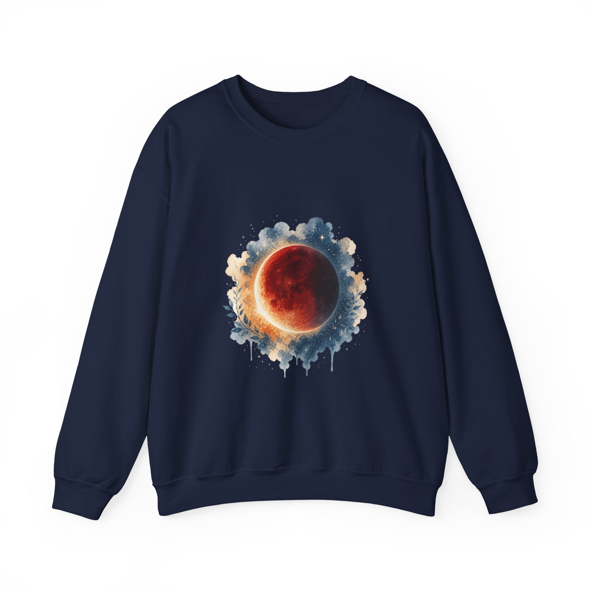 Matching Couple Sweatshirt - Solar & Lunar Eclipse Matching Couple Comfort Colors Crew Watercolor Art His Hers Birthday Gift - Design B