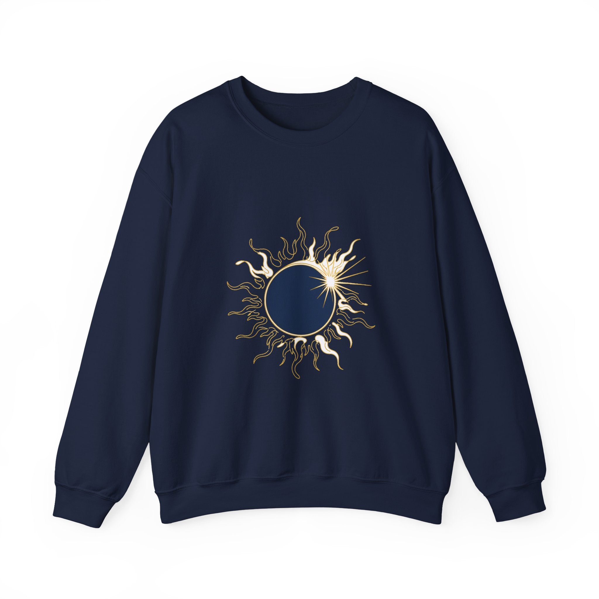 Matching Couple Sweatshirt - Solar & Lunar Eclipse Matching Couple Premium Fleece Sweatshirt Minimalist Art His Hers Christmas Gift - Design A