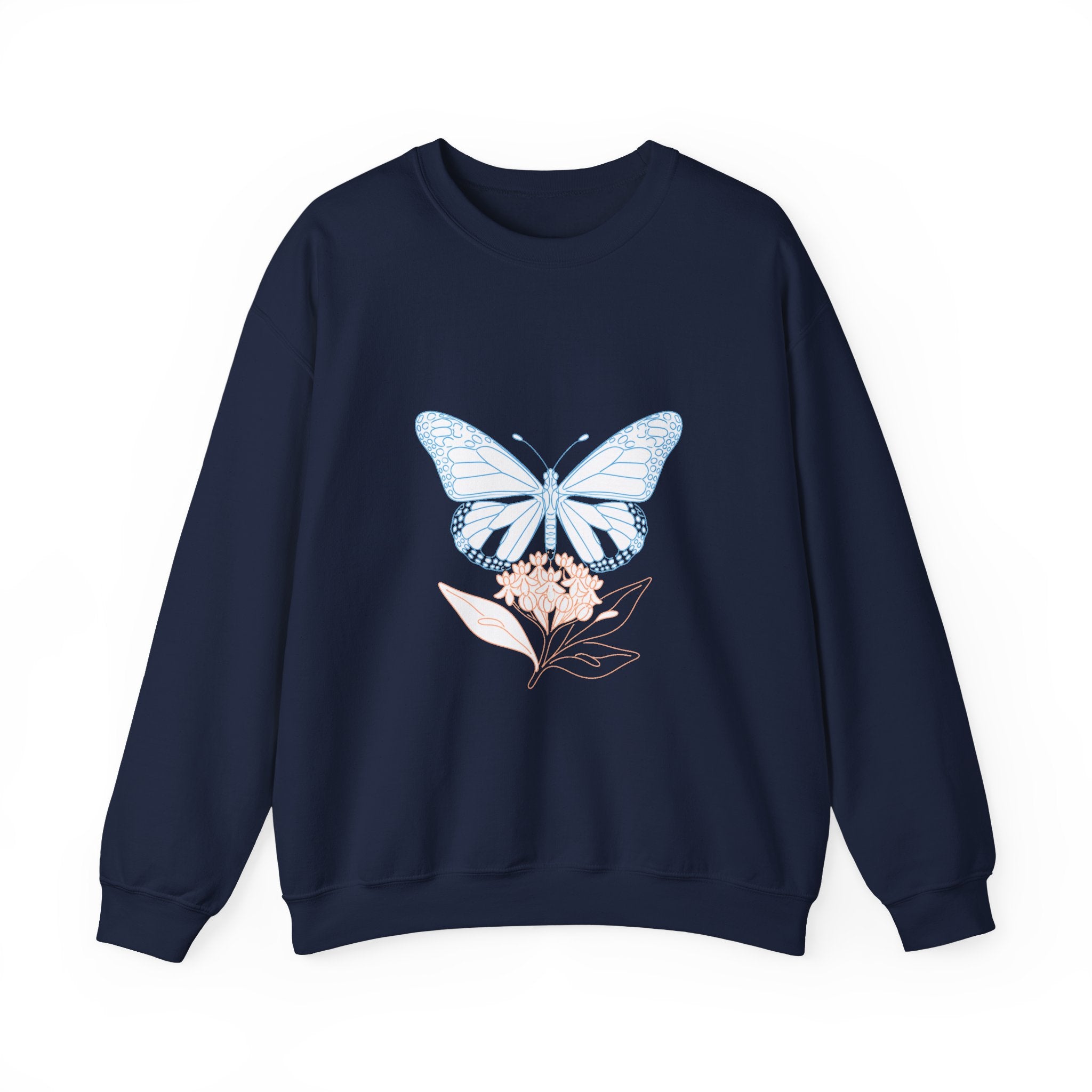 Matching Couple Sweatshirt - Butterfly & Moth Matching Couple Crewneck Sweatshirt Minimalist Art His Hers Valentine Gift - Design A