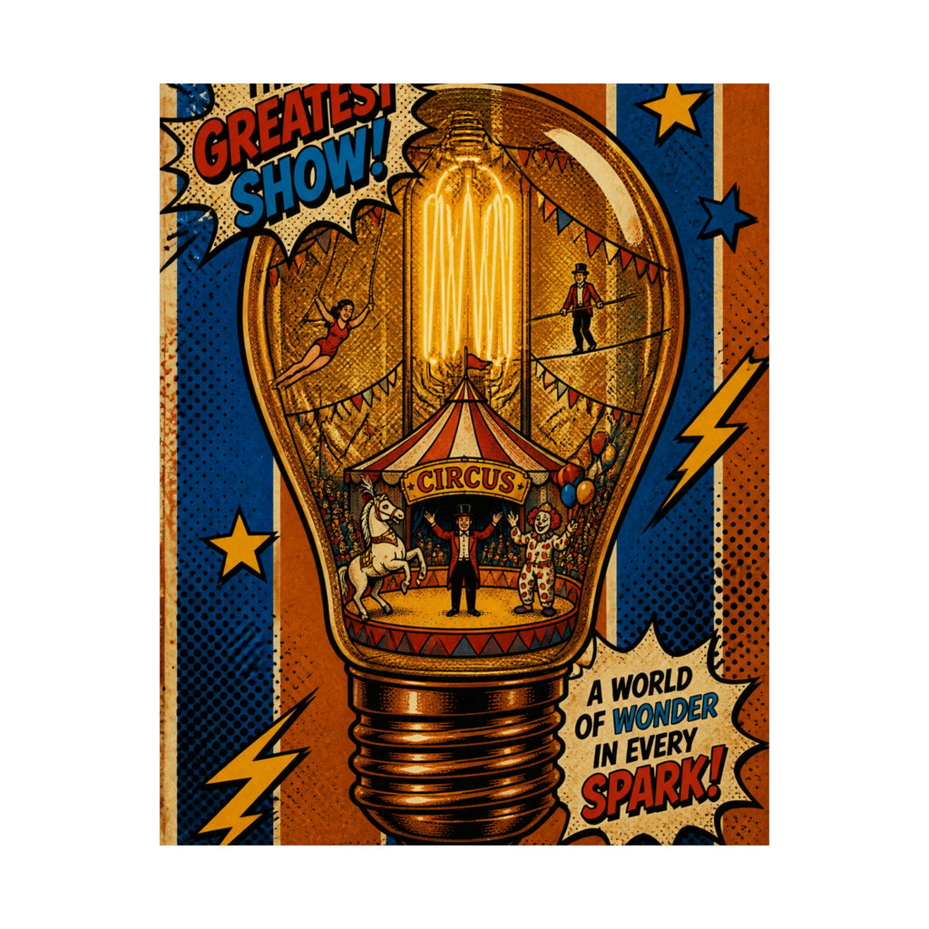 Light Bulb Circus Wall Art Poster 24×36 Pop Art Restaurant Decor Maximalist Print