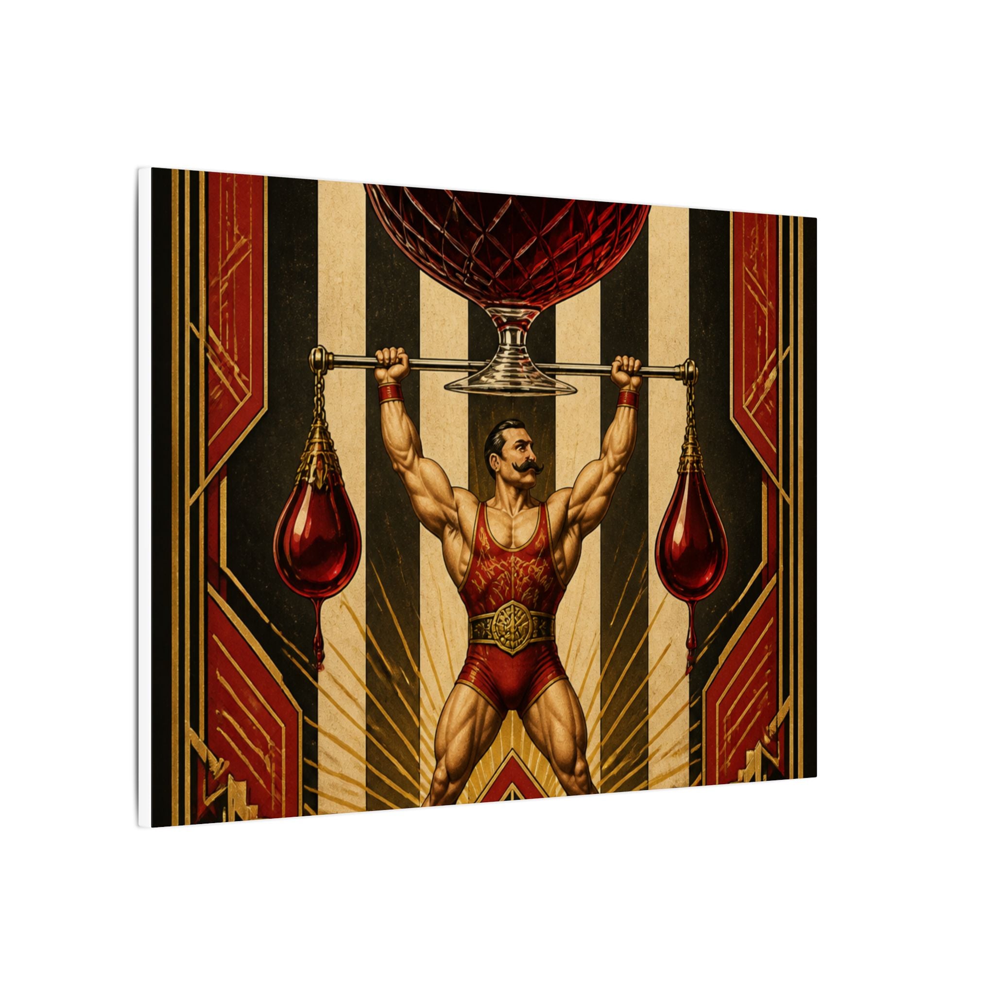 Wine Glass Strongman Wall Art Canvas 16×20 Art Deco Entryway Decor Maximalist Print