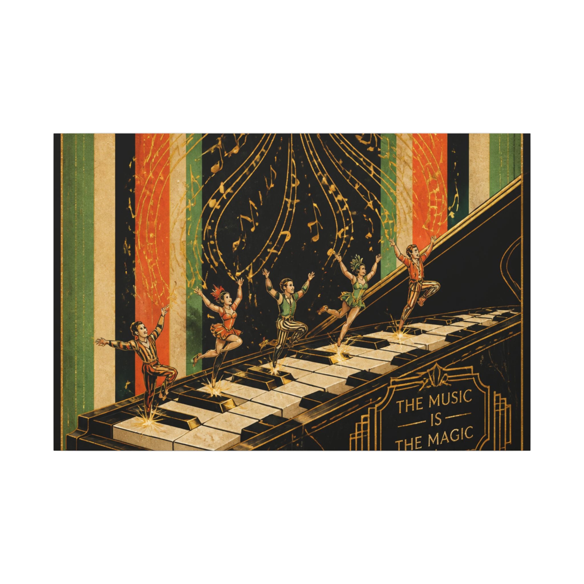 Grand Piano Acrobats Wall Art Canvas 16×20 Art Deco Entryway Decor Maximalist Print