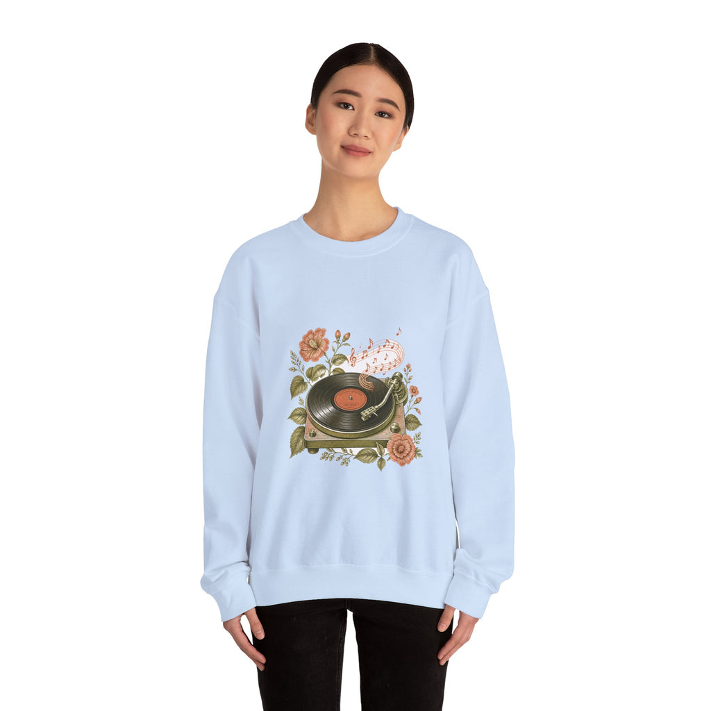 Matching Couple Sweatshirt - Vinyl & Cassette Matching Couple Premium Fleece Sweatshirt Vintage Art His Hers Honeymoon Gift - Design A
