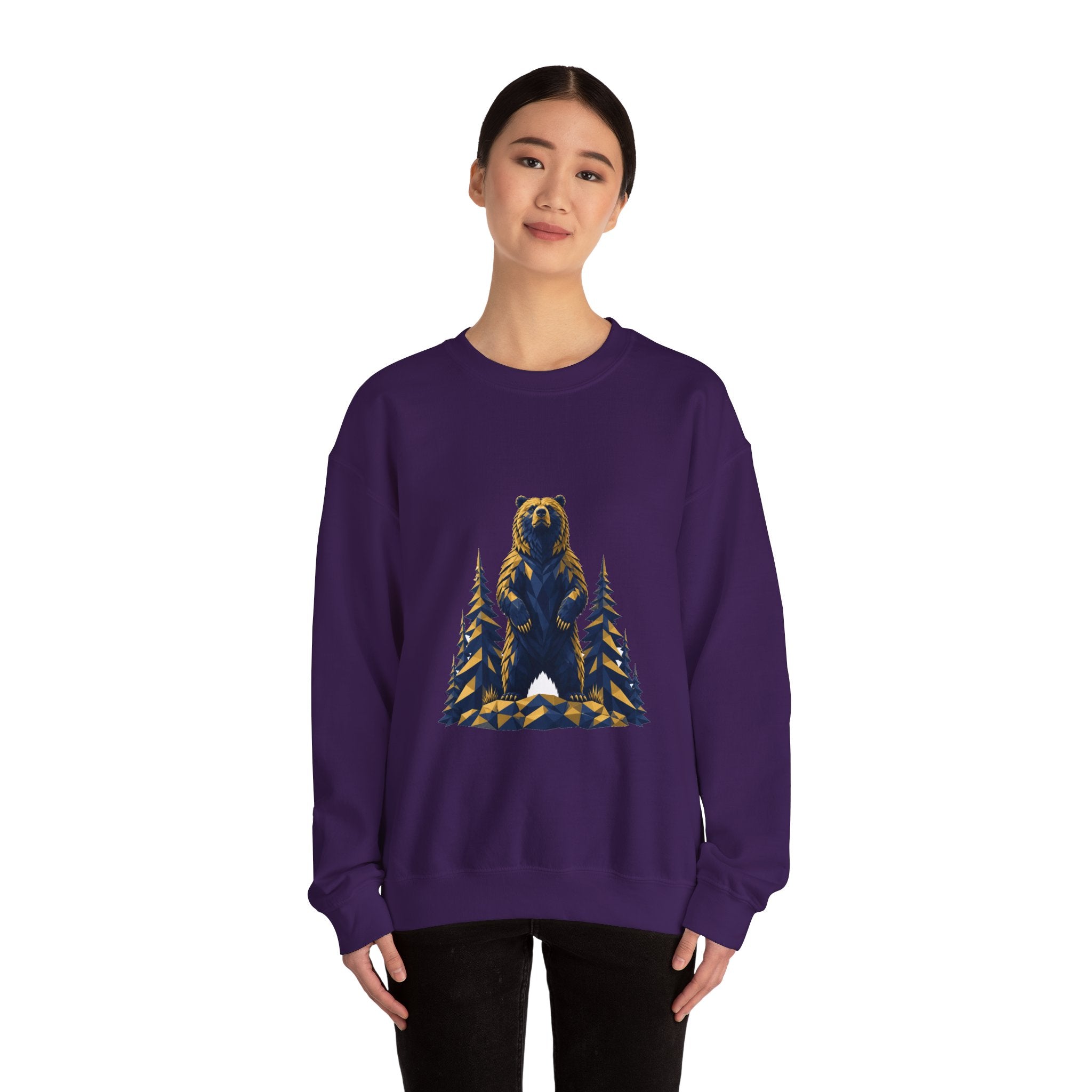 Matching Couple Sweatshirt - Bear & Deer Matching Couple Comfort Colors Crew Geometric Art His Hers Love Gift - Design A