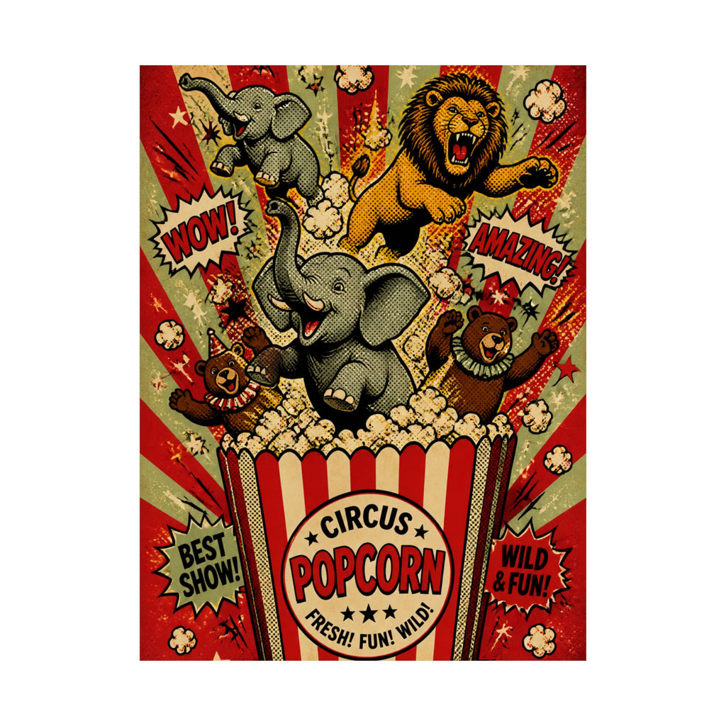 Popcorn Box Animals Wall Art Poster 18×24 Pop Art Living Room Decor Maximalist Print