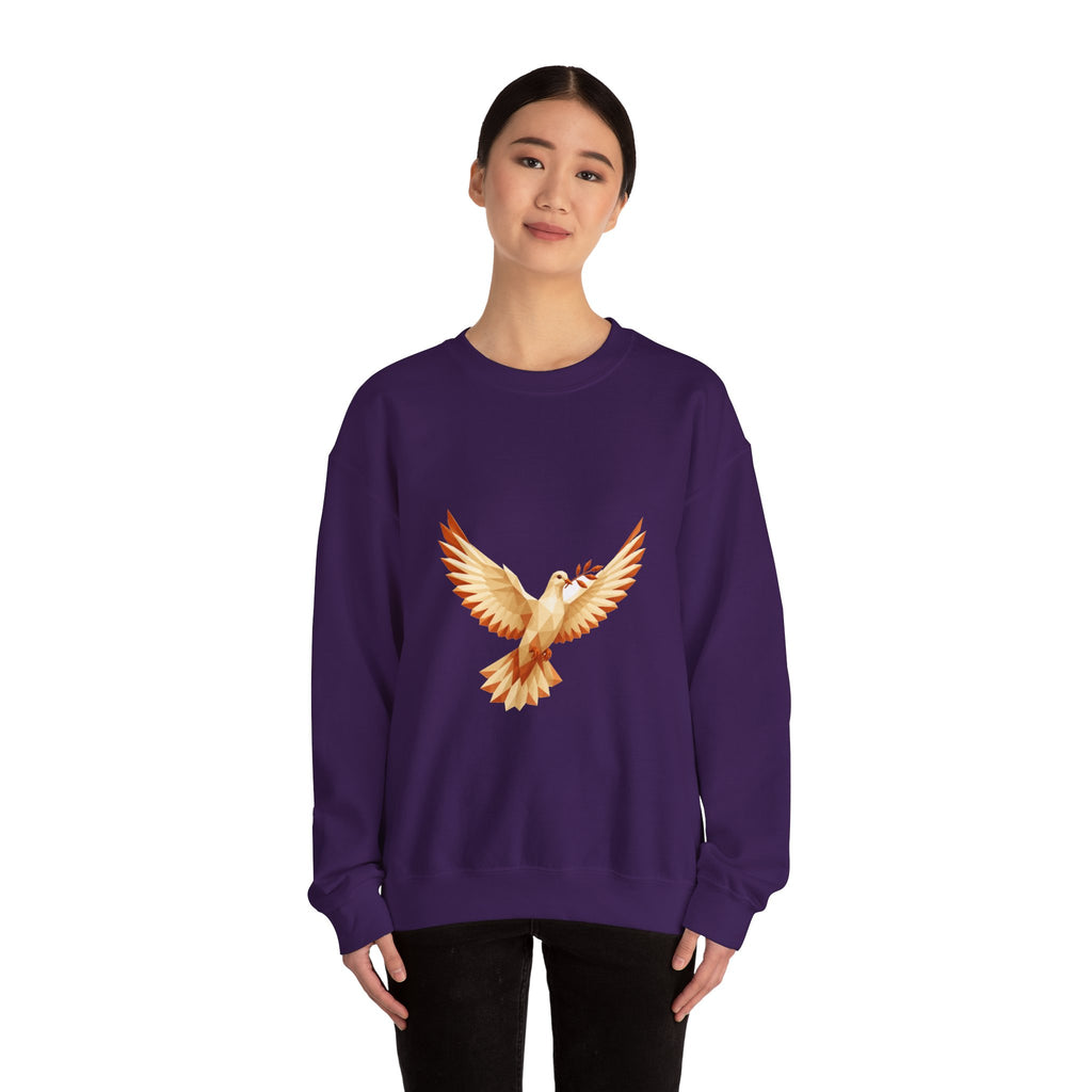 Matching Couple Sweatshirt - Wolf & Dove Matching Couple Crewneck Sweatshirt Geometric Art His Hers Couple Gift - Design B