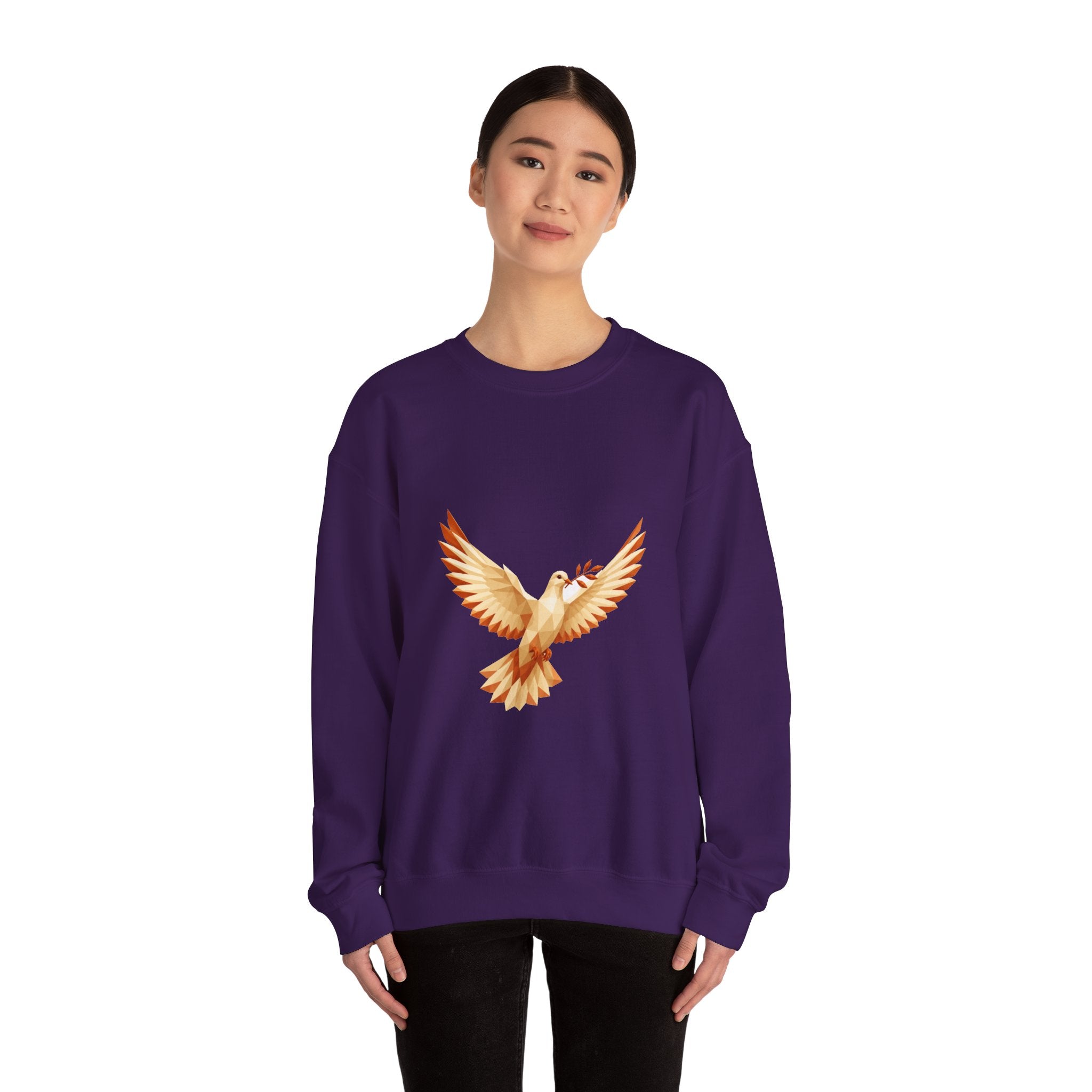 Matching Couple Sweatshirt - Wolf & Dove Matching Couple Crewneck Sweatshirt Geometric Art His Hers Couple Gift - Design B
