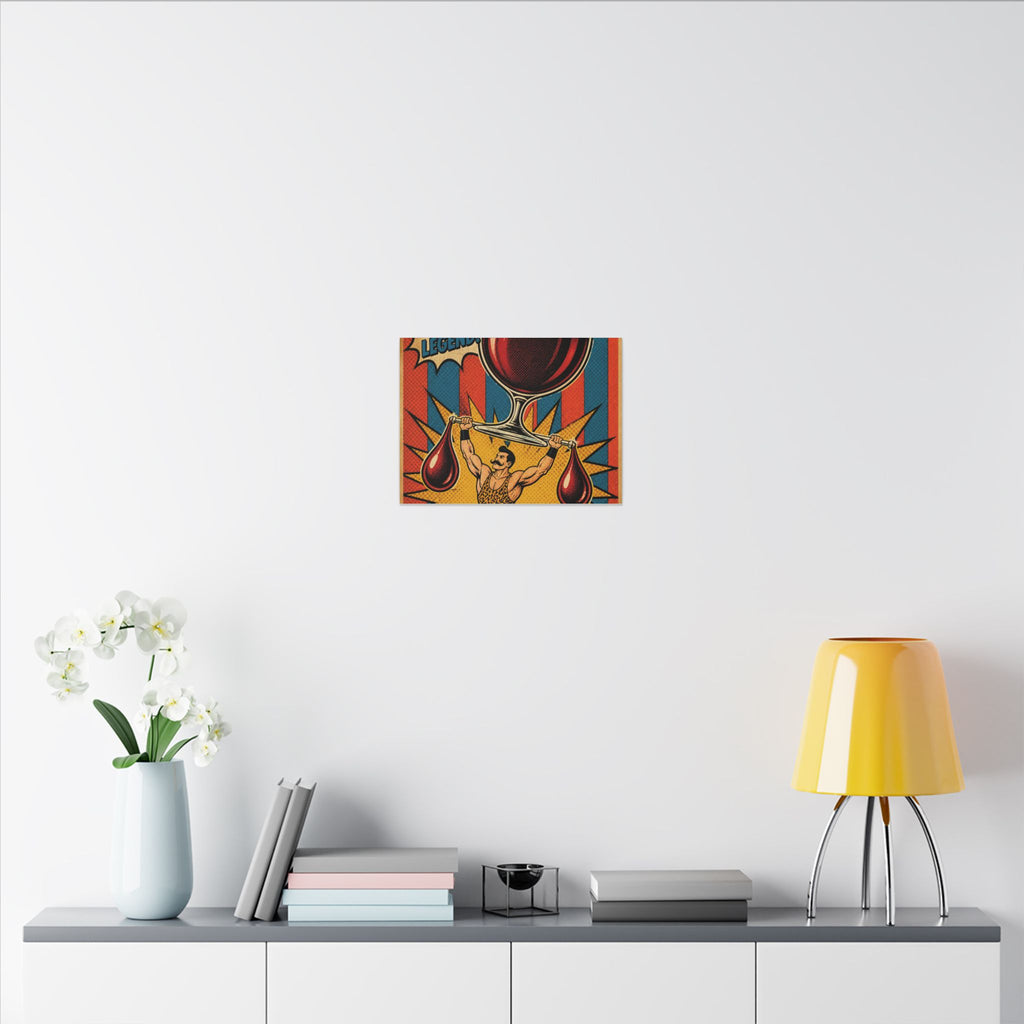 Wine Glass Strongman Wall Art Canvas 16×20 Pop Art Living Room Decor Maximalist Print