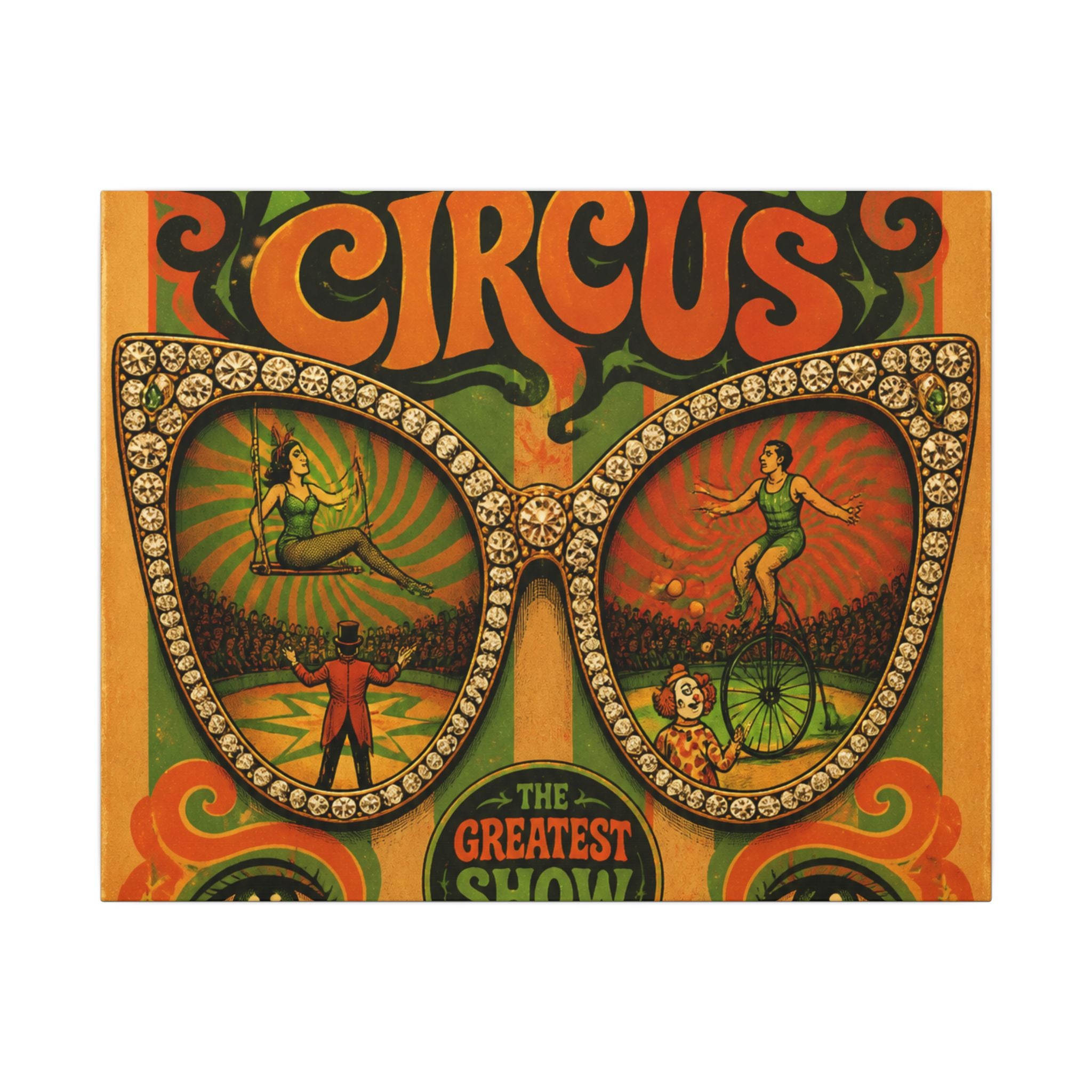 Sunglasses Circus Ring Wall Art Canvas 24×36 Psychedelic Dining Room Decor Maximalist Print