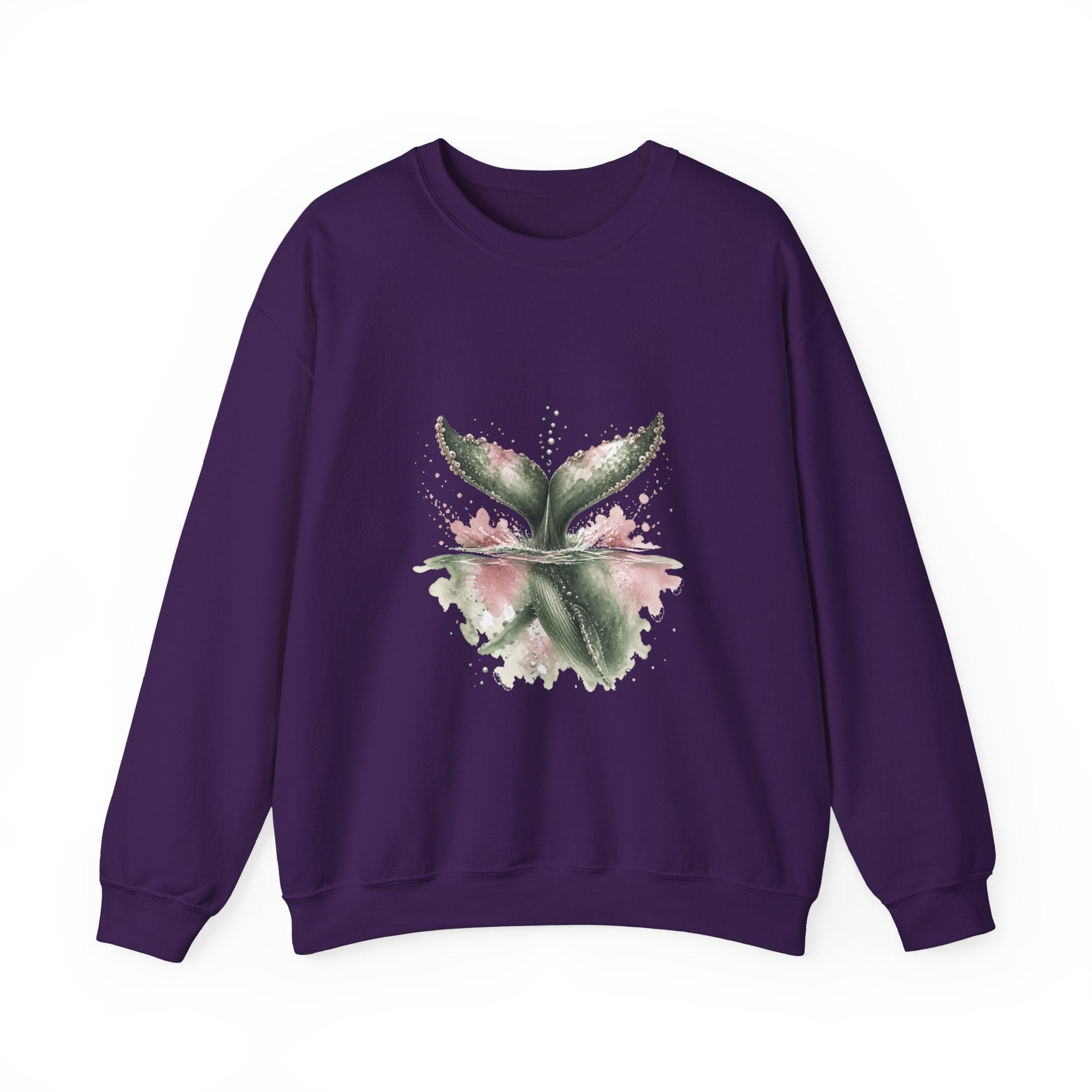 Matching Couple Sweatshirt - Eagle & Whale Matching Couple Comfort Colors Crew Watercolor Art His Hers Birthday Gift - Design B