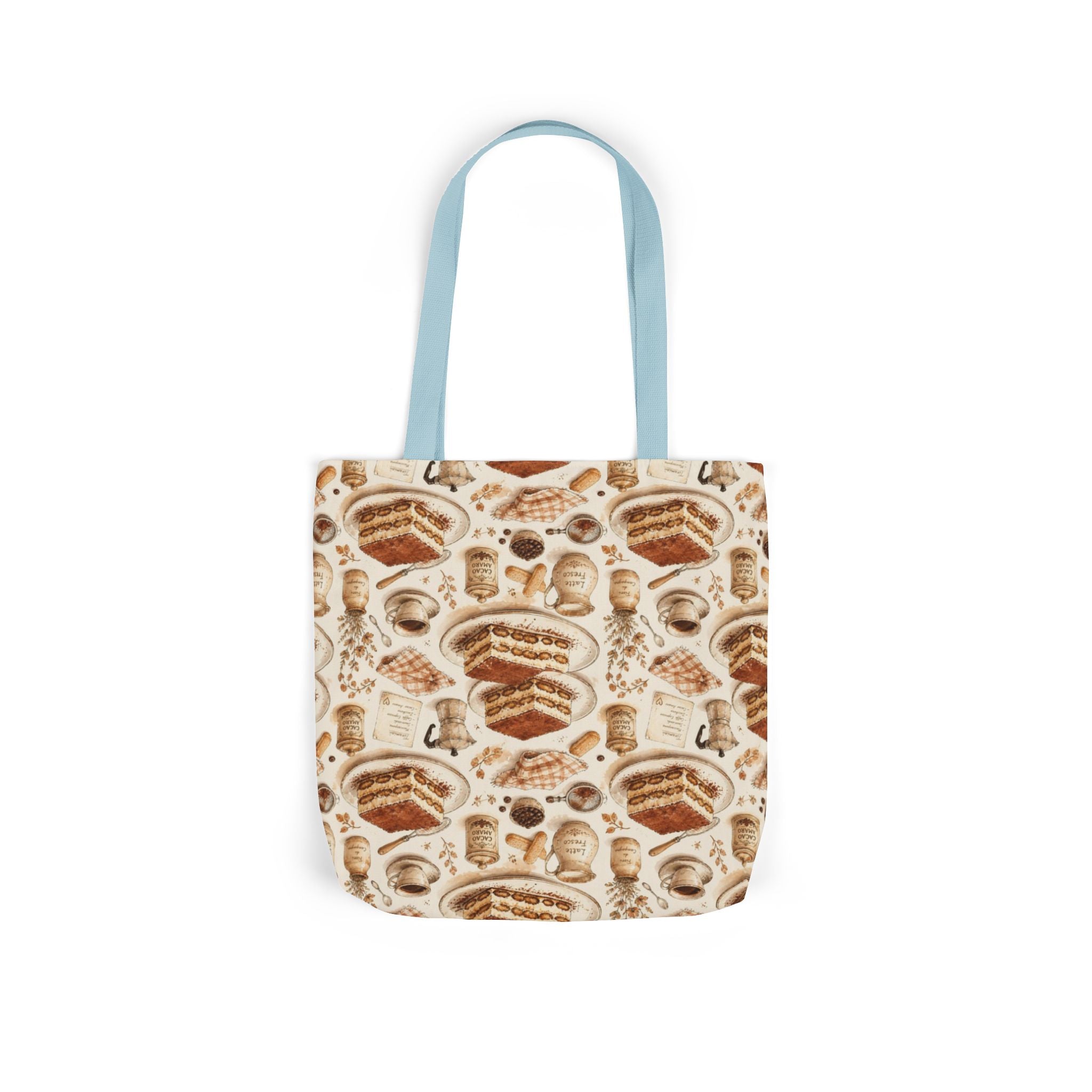 Tiramisu Layers Canvas Tote Bag Mediterranean Kitchen Watercolor Design Italian Cottagecore Gift