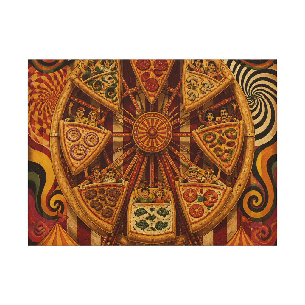 Pizza Ferris Wheel Wall Art Canvas 16×20 Psychedelic Cafe Decor Maximalist Print