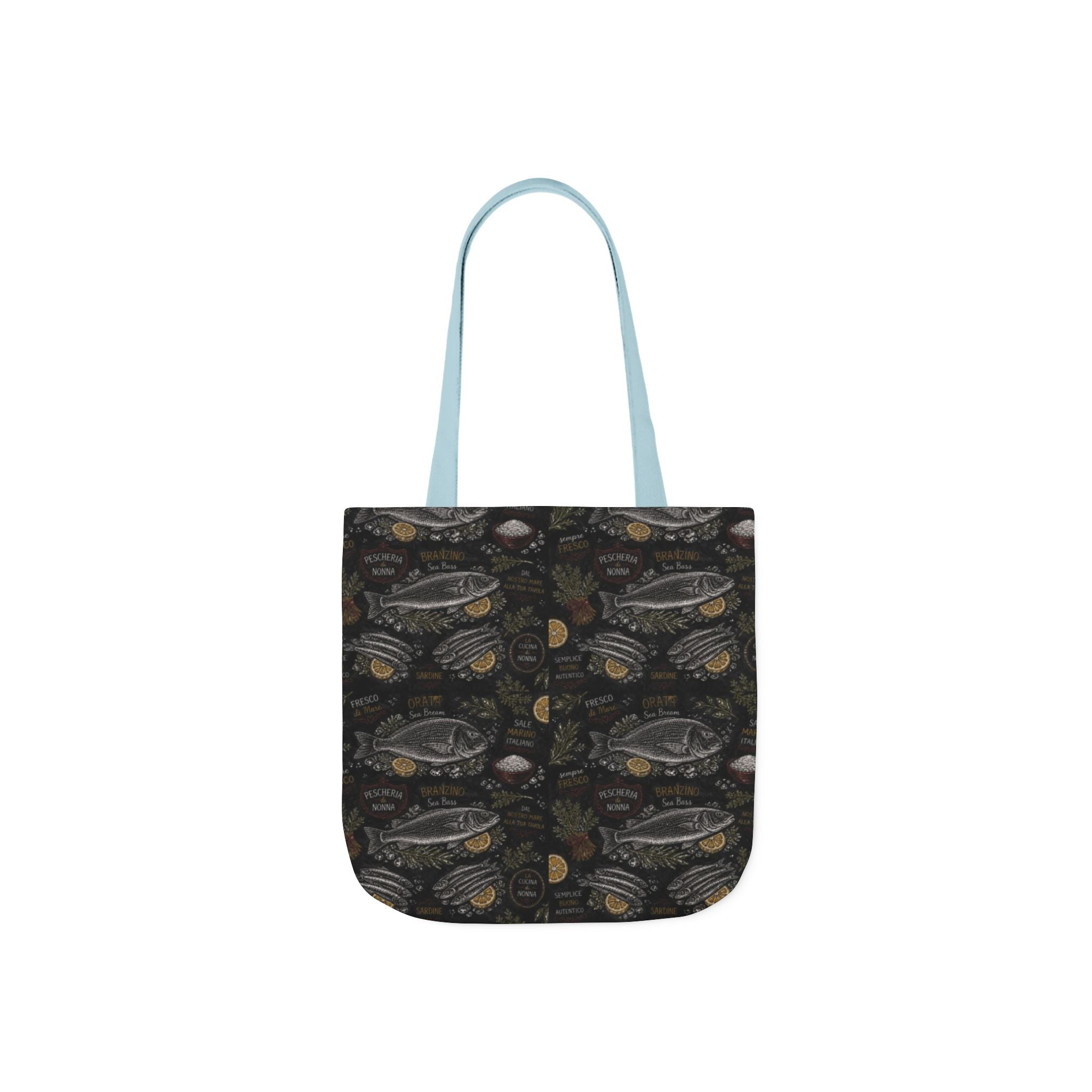 Mediterranean Fish Canvas Tote Bag Mediterranean Kitchen Chalk Art Design Italian Cottagecore Gift