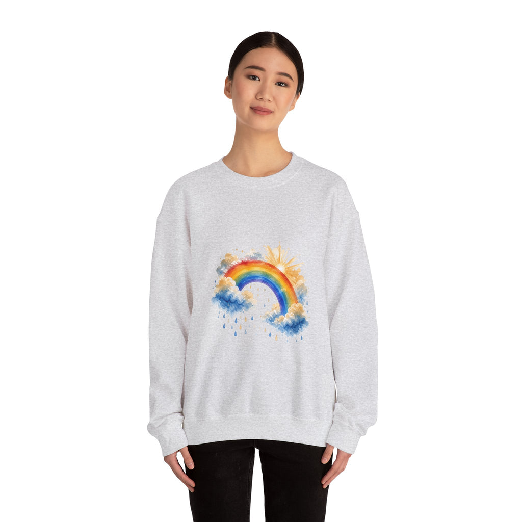 Matching Couple Sweatshirt - Storm & Rainbow Matching Couple Comfort Colors Crew Watercolor Art His Hers Birthday Gift - Design B
