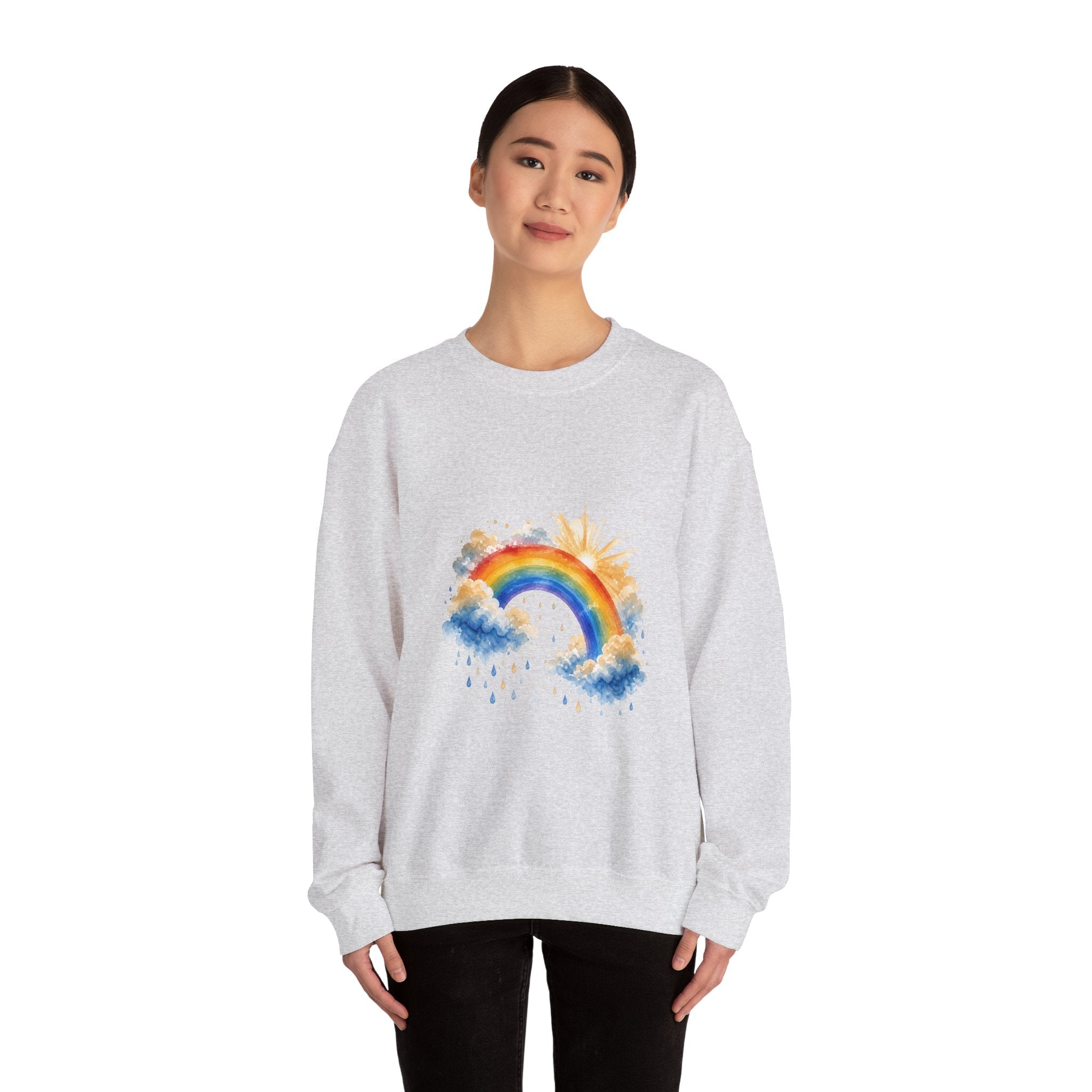 Matching Couple Sweatshirt - Storm & Rainbow Matching Couple Comfort Colors Crew Watercolor Art His Hers Birthday Gift - Design B