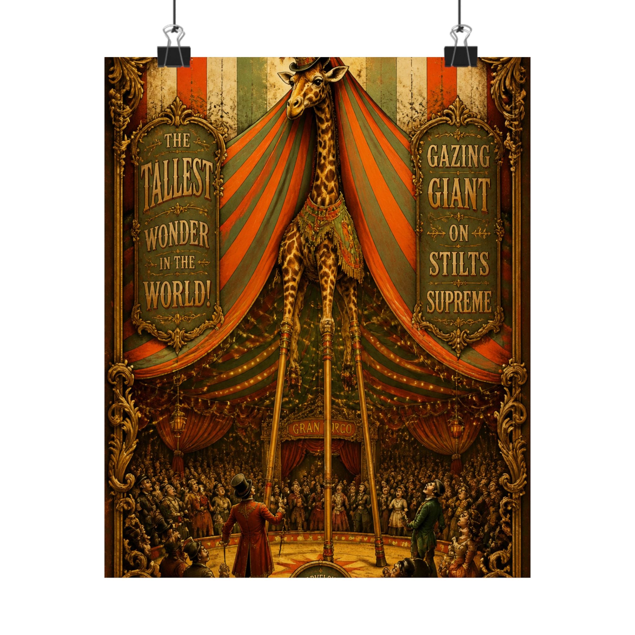 Giraffe on Stilts Wall Art Poster 24×36 Baroque Studio Decor Maximalist Print
