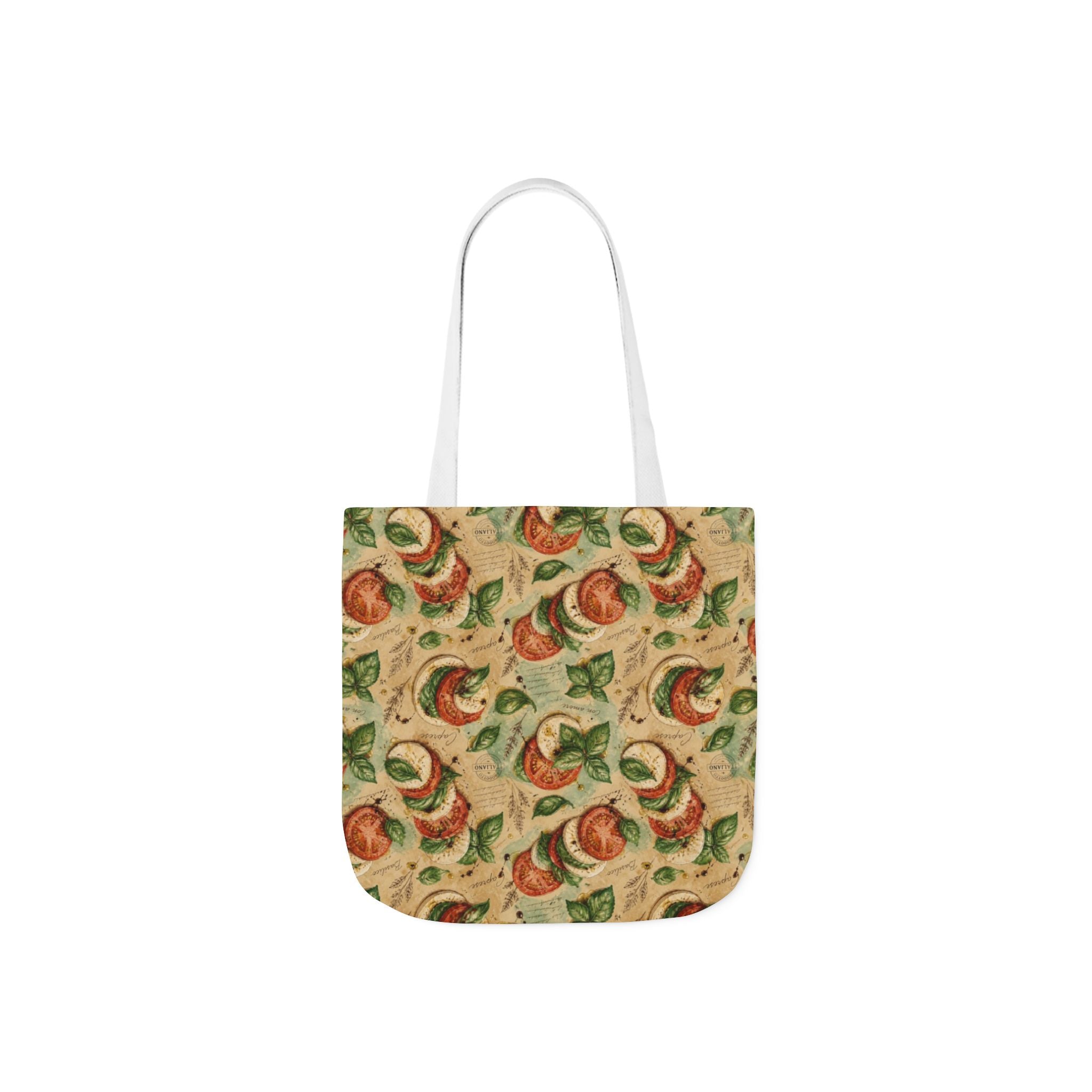 Caprese Arrangement Canvas Tote Bag Mediterranean Kitchen Watercolor Design Italian Cottagecore Gift