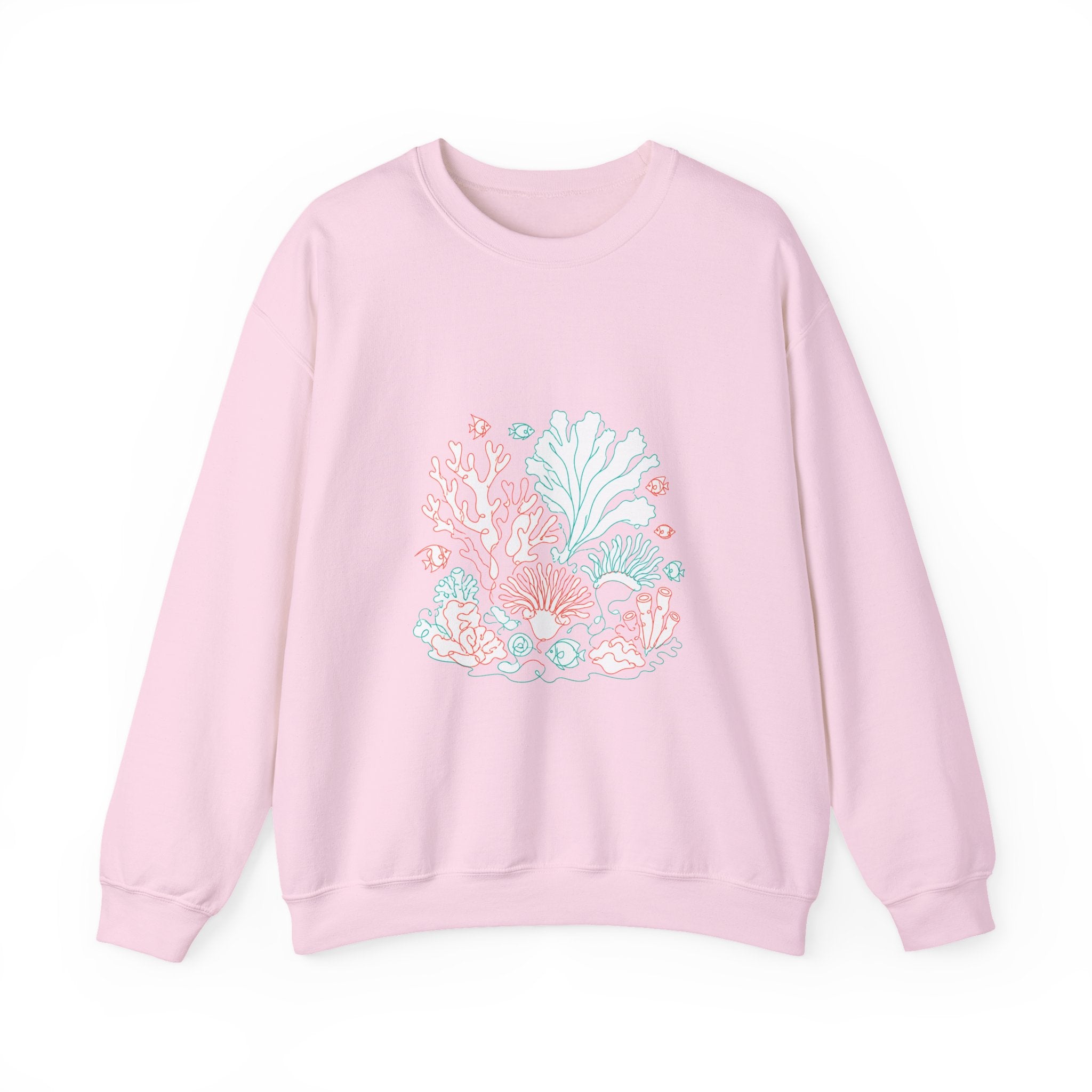 Matching Couple Sweatshirt - Coral Reef & Deep Sea Matching Couple Crewneck Sweatshirt Minimalist Art His Hers Valentine Gift - Design A
