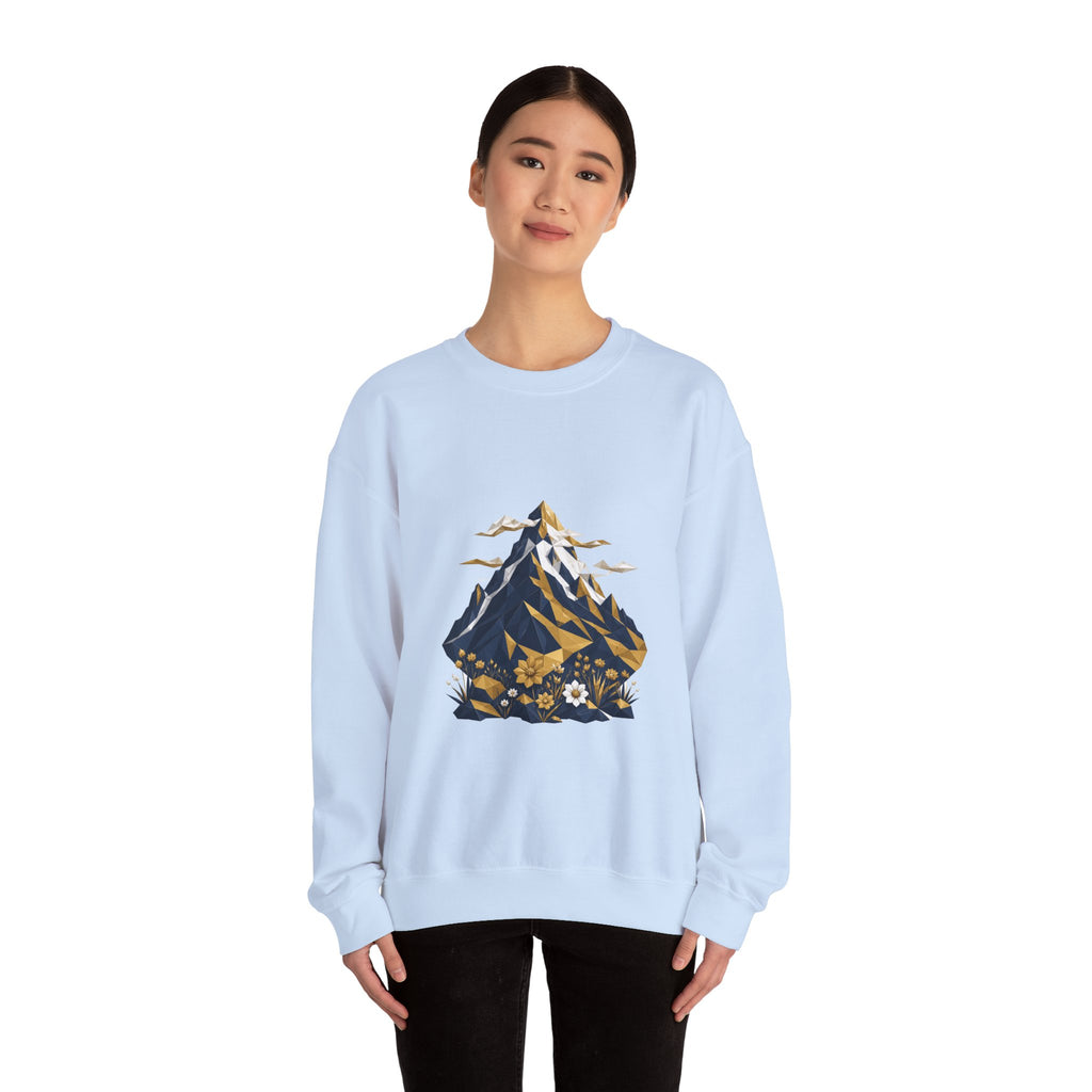 Matching Couple Sweatshirt - Mountain & Ocean Matching Couple Crewneck Sweatshirt Geometric Art His Hers Couple Gift - Design A
