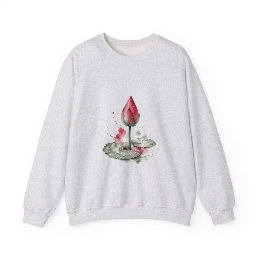 Matching Couple Sweatshirt - Open & Closed Lotus Matching Couple Crewneck Sweatshirt Watercolor Art His Hers Engagement Gift - Design B