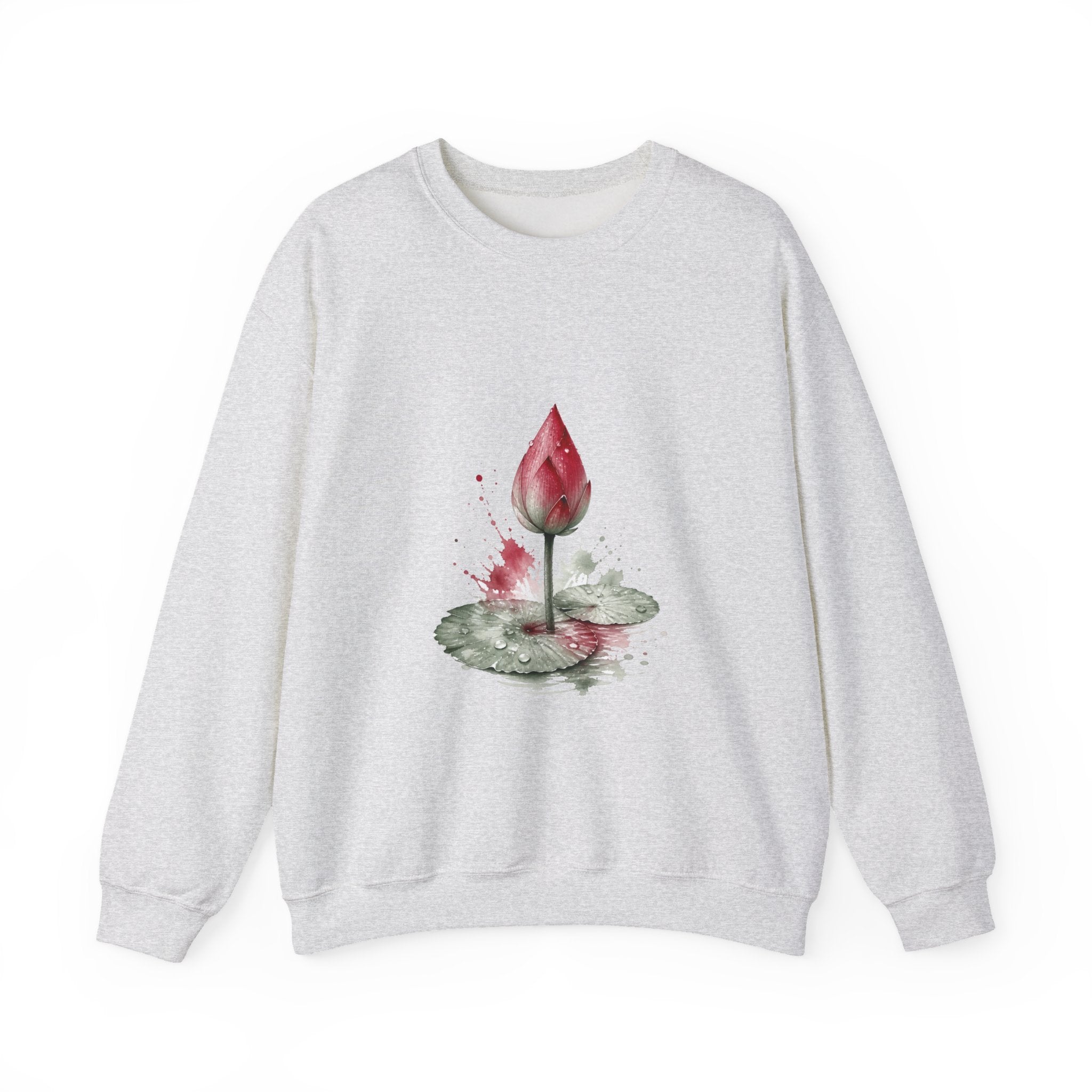 Matching Couple Sweatshirt - Open & Closed Lotus Matching Couple Crewneck Sweatshirt Watercolor Art His Hers Engagement Gift - Design B