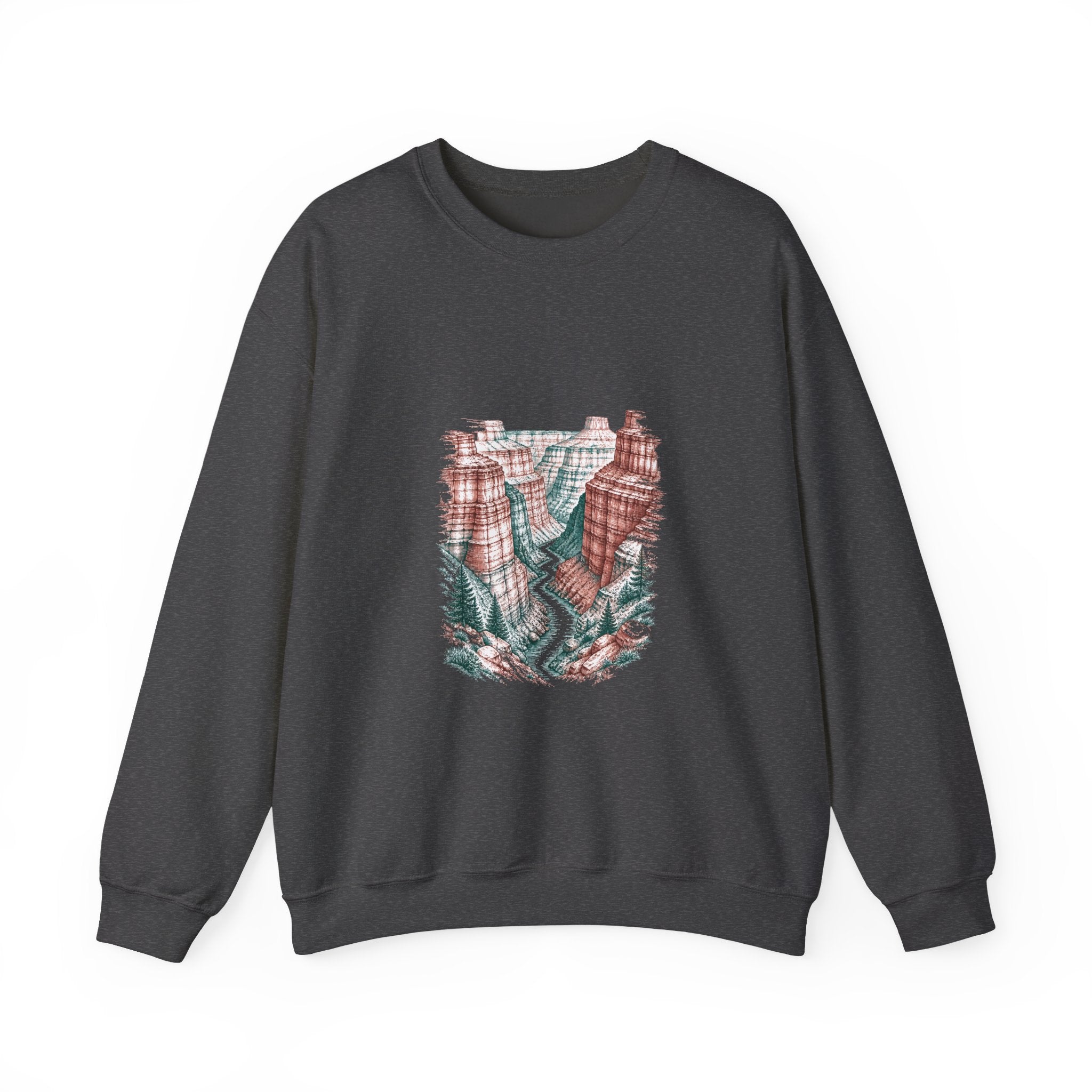 Matching Couple Sweatshirt - Lavender Fields & Canyon Matching Couple Crewneck Sweatshirt Hand-Drawn Art His Hers Best Friend Gift - Design B