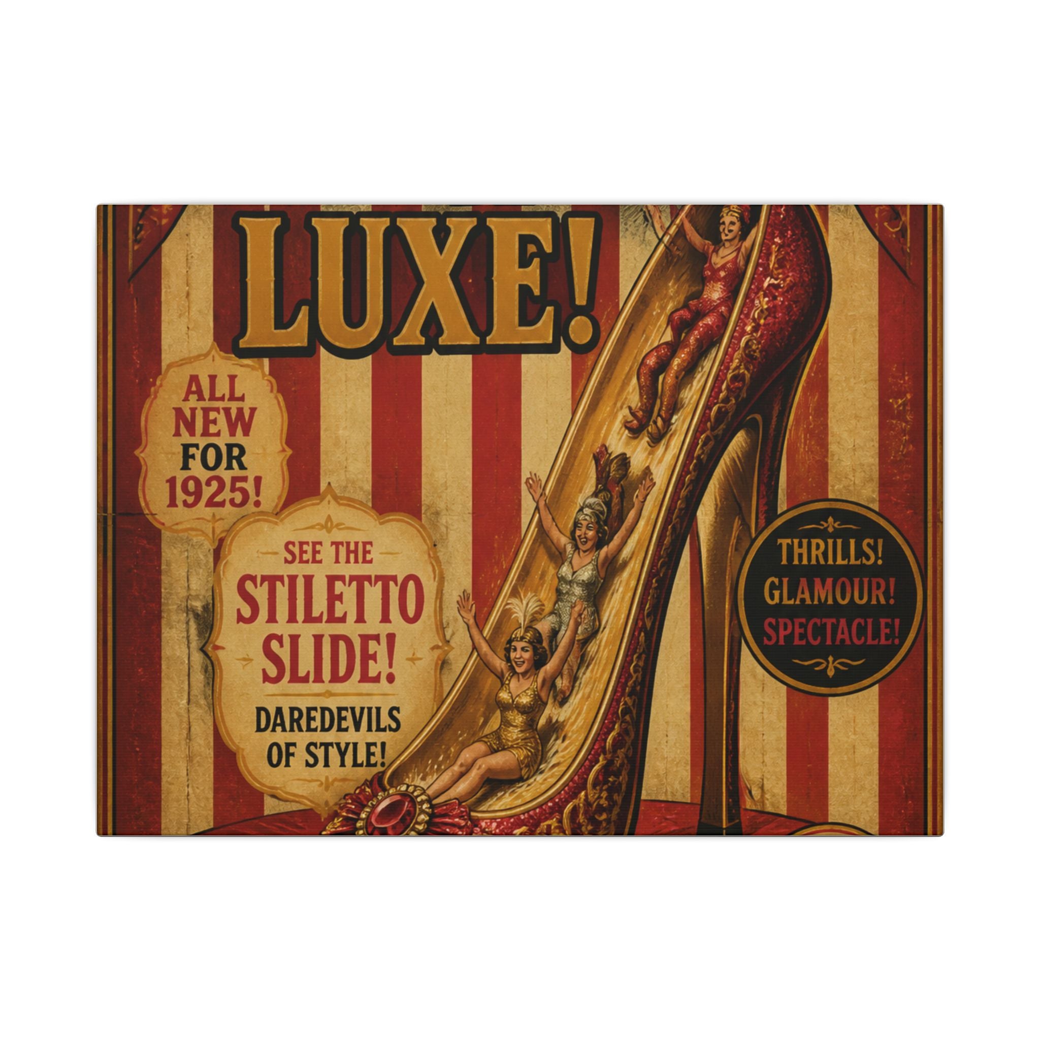 High Heel Slide Wall Art Canvas 16×20 Vintage Circus Kitchen Decor Maximalist Print
