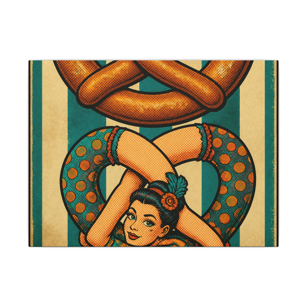Pretzel Contortionist Wall Art Canvas 24×36 Pop Art Restaurant Decor Maximalist Print