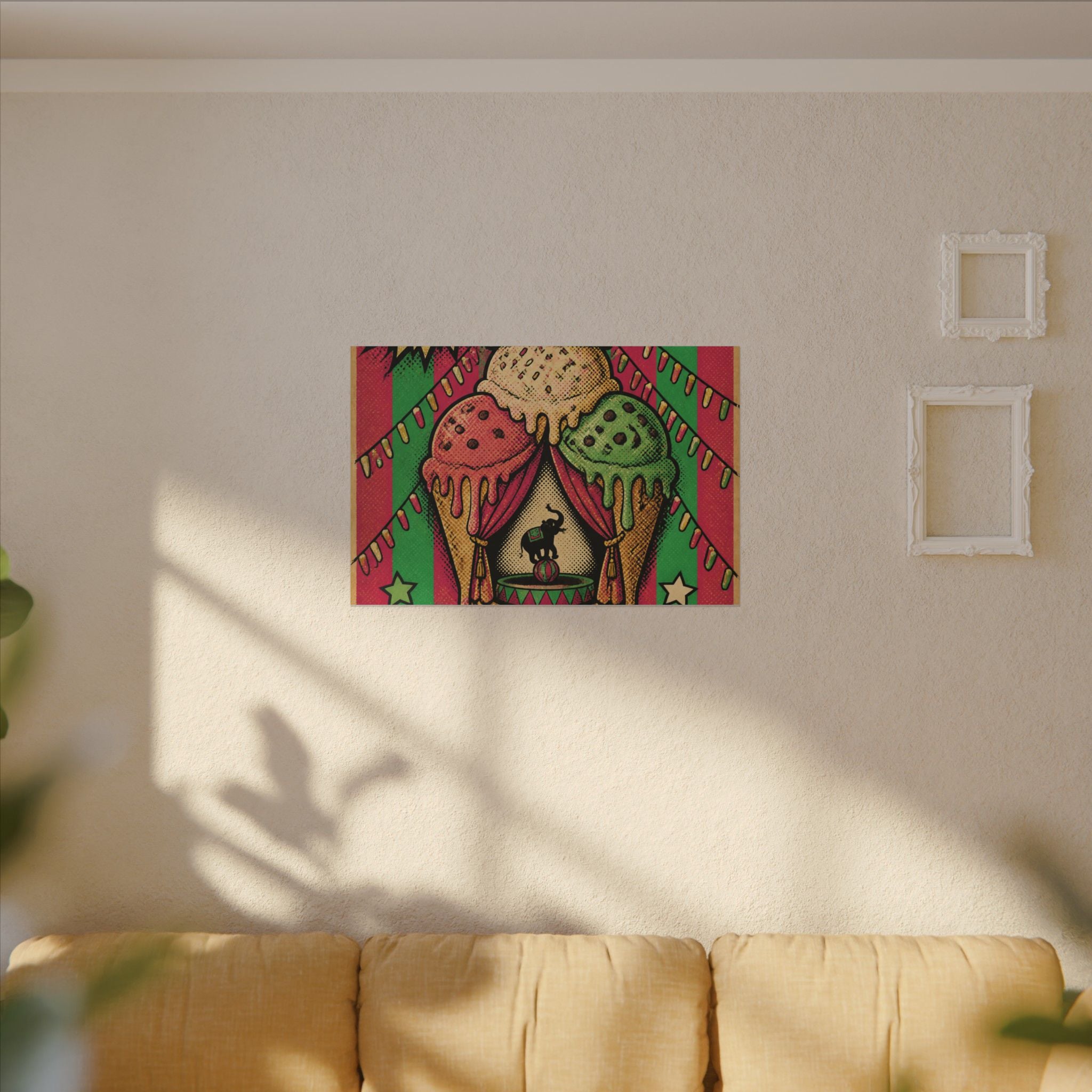 Ice Cream Cone Circus Tent Wall Art Canvas 16×20 Pop Art Living Room Decor Maximalist Print