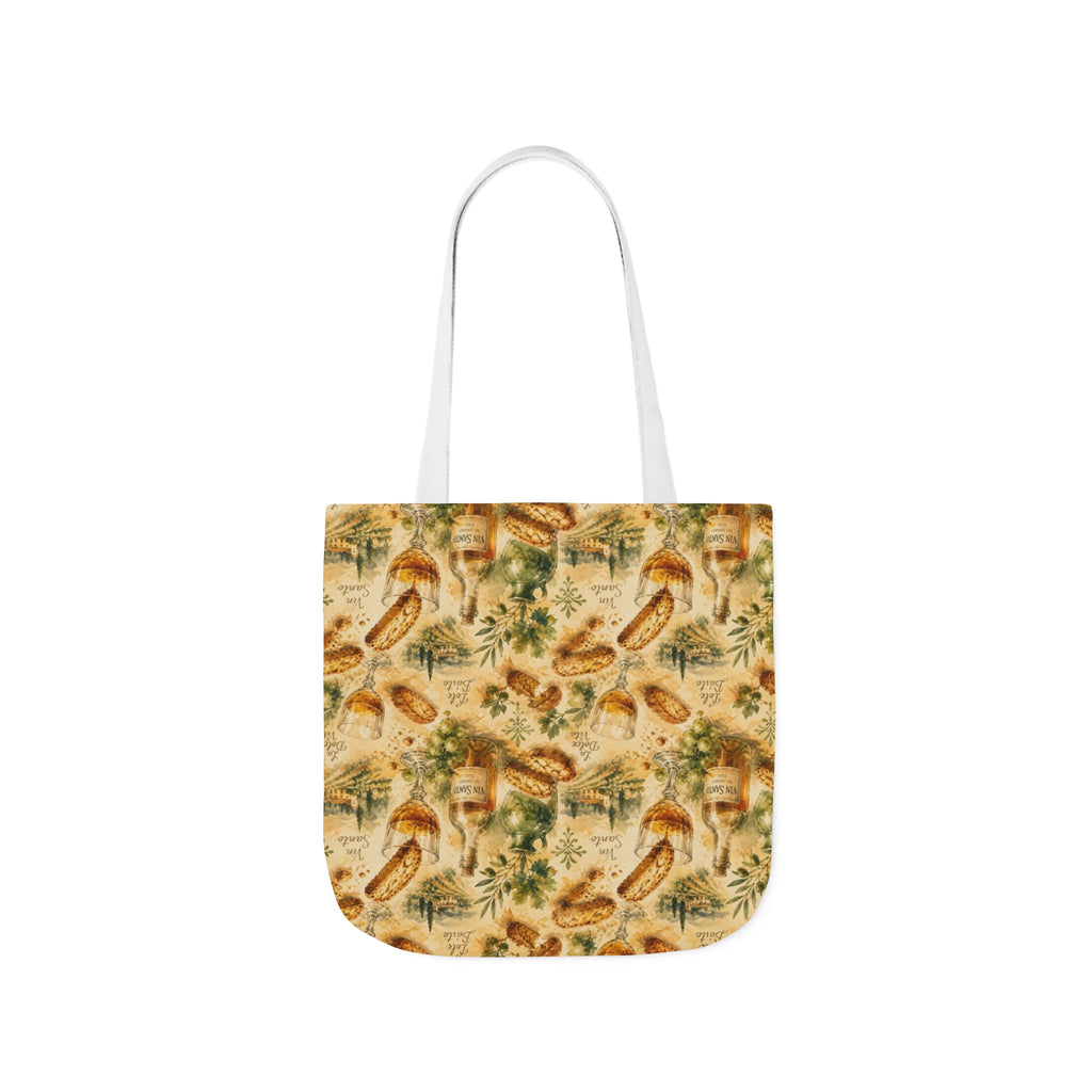 Biscotti & Vin Santo Canvas Tote Bag Mediterranean Kitchen Watercolor Splash Design Italian Cottagecore Gift