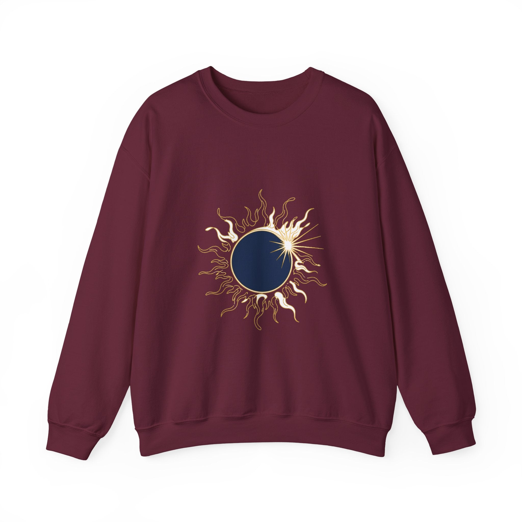 Matching Couple Sweatshirt - Solar & Lunar Eclipse Matching Couple Premium Fleece Sweatshirt Minimalist Art His Hers Christmas Gift - Design A
