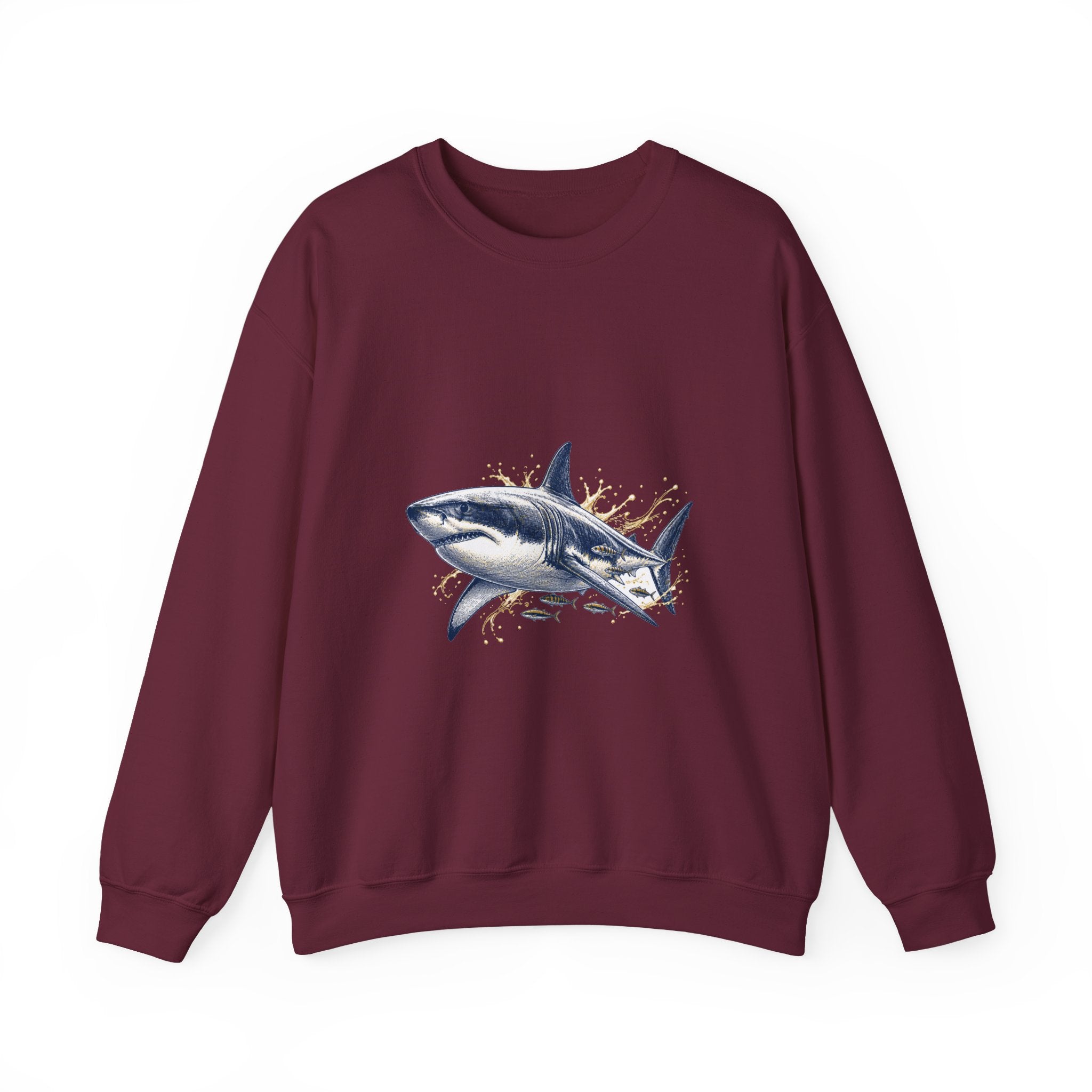Matching Couple Sweatshirt - Shark & Dolphin Matching Couple Comfort Colors Crew Hand-Drawn Art His Hers Anniversary Gift - Design A