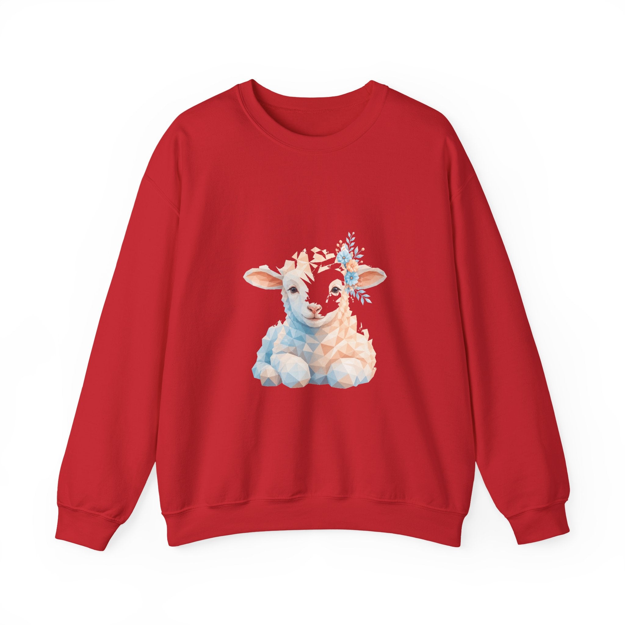 Matching Couple Sweatshirt - Lion & Lamb Matching Couple Premium Fleece Sweatshirt Geometric Art His Hers Love Gift - Design B