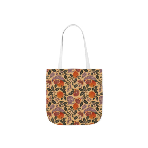 Blood Oranges Canvas Tote Bag Mediterranean Kitchen Linocut Design Italian Cottagecore Gift