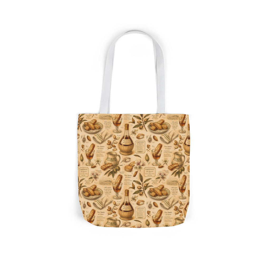 Biscotti & Vin Santo Canvas Tote Bag Mediterranean Kitchen Botanical Design Italian Cottagecore Gift
