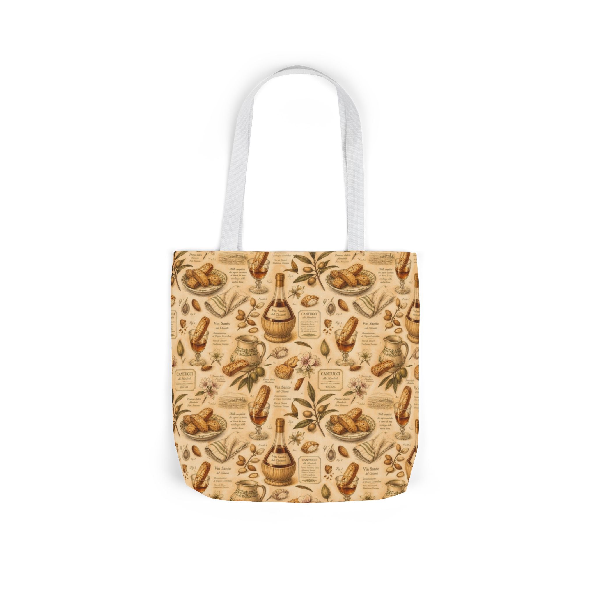 Biscotti & Vin Santo Canvas Tote Bag Mediterranean Kitchen Botanical Design Italian Cottagecore Gift