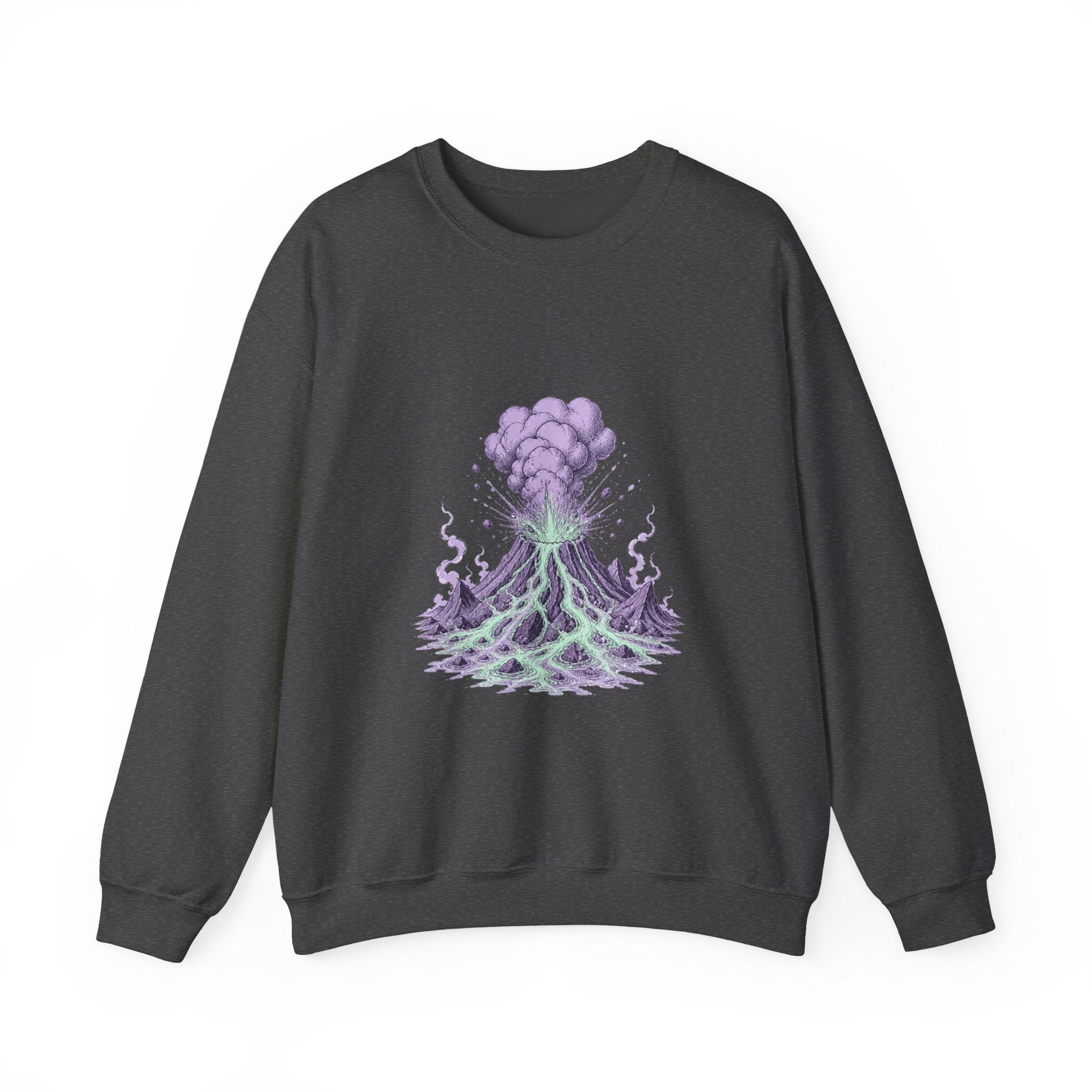 Matching Couple Sweatshirt - Volcano & Glacier Matching Couple Premium Fleece Sweatshirt Hand-Drawn Art His Hers Anniversary Gift - Design A