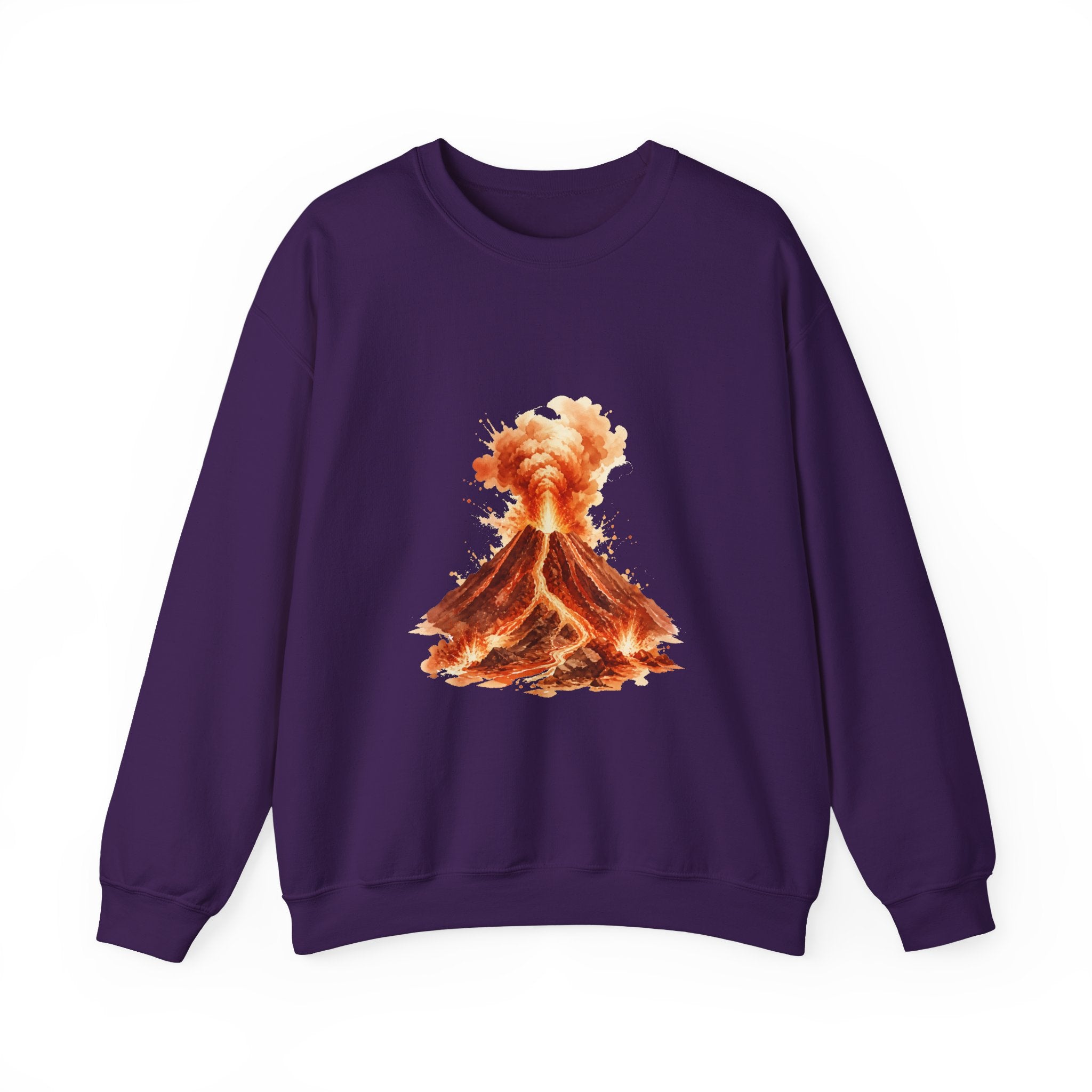 Matching Couple Sweatshirt - Volcano & Glacier Matching Couple Crewneck Sweatshirt Watercolor Art His Hers Engagement Gift - Design A