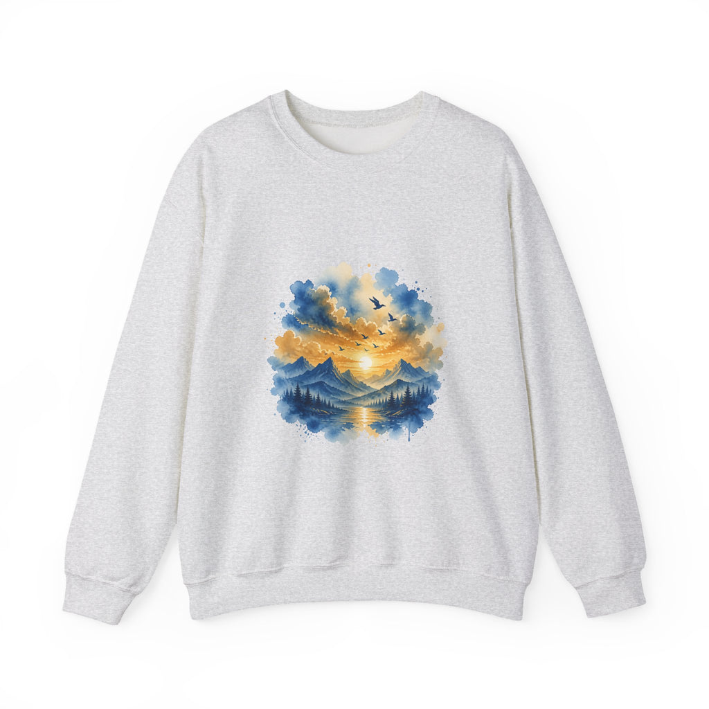 Matching Couple Sweatshirt - Sunrise & Sunset Matching Couple Crewneck Sweatshirt Watercolor Art His Hers Engagement Gift - Design B