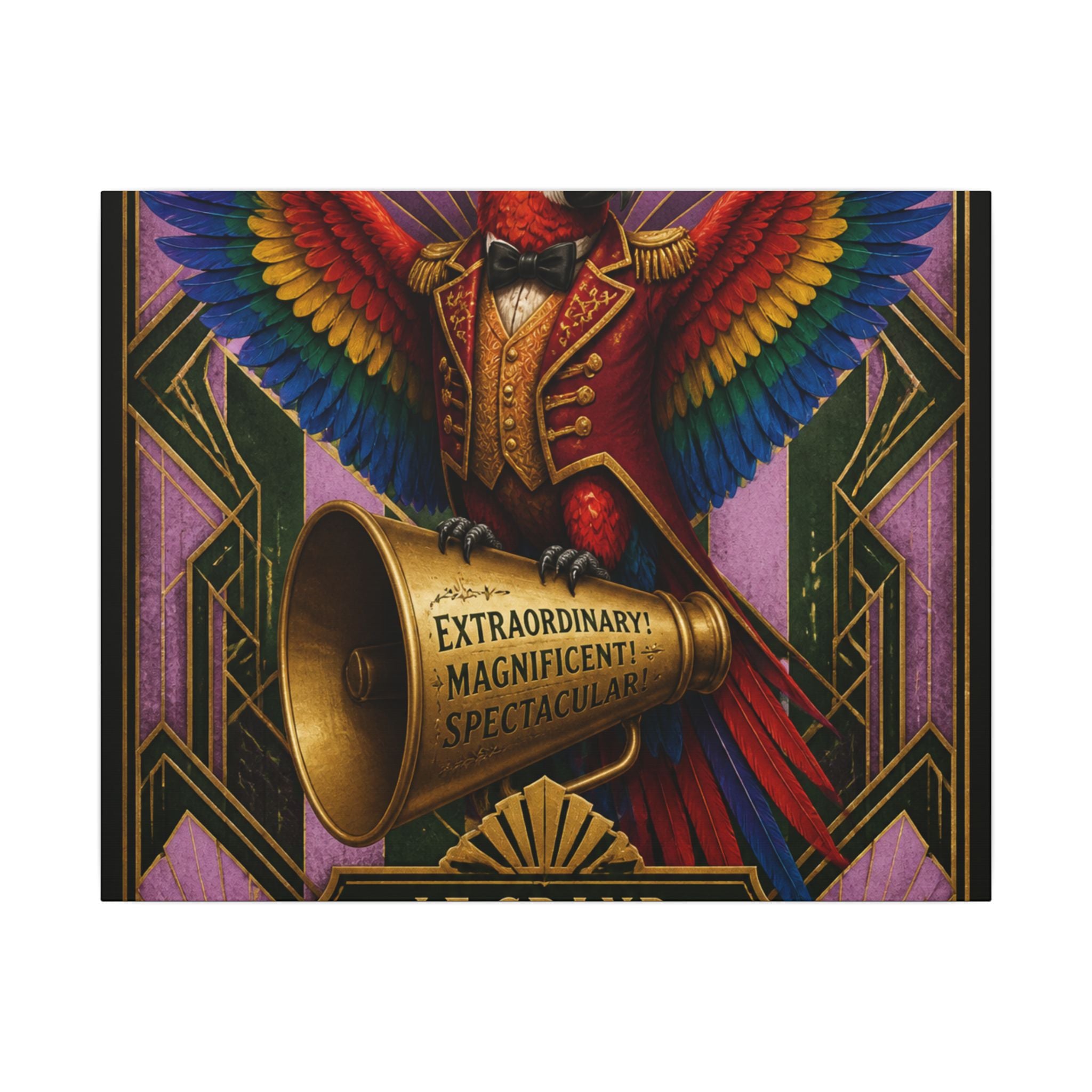 Parrot Ringmaster Wall Art Canvas 16×20 Art Deco Entryway Decor Maximalist Print