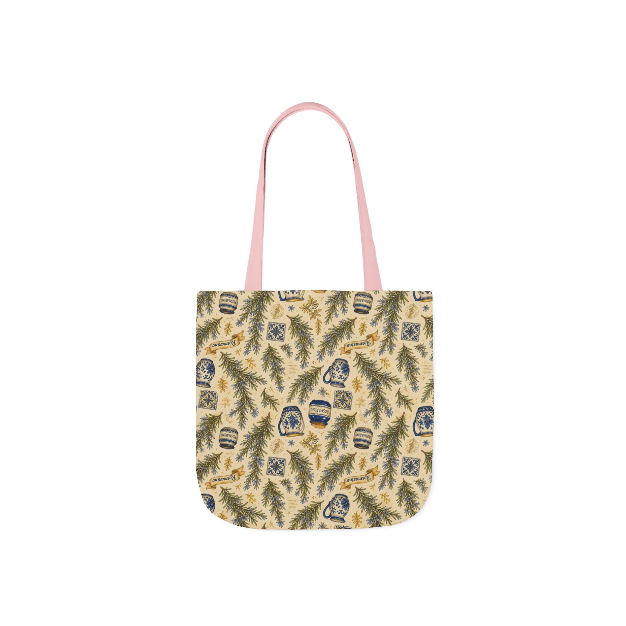 Rosemary Sprigs Canvas Tote Bag Mediterranean Kitchen Watercolor Design Italian Cottagecore Gift