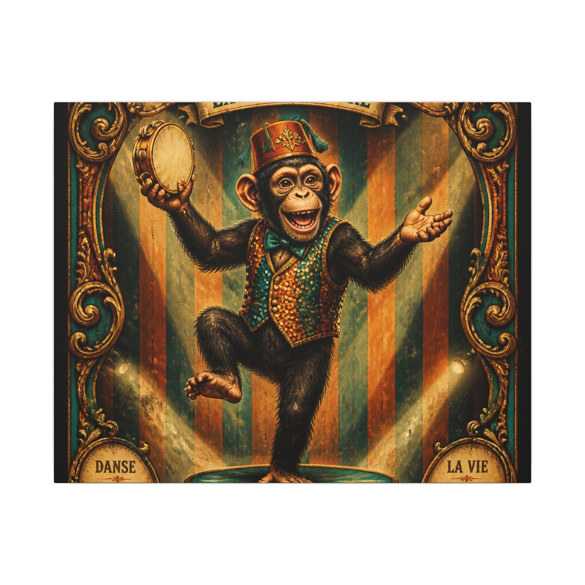 Dancing Monkey Wall Art Canvas 16×20 Baroque Home Office Decor Maximalist Print