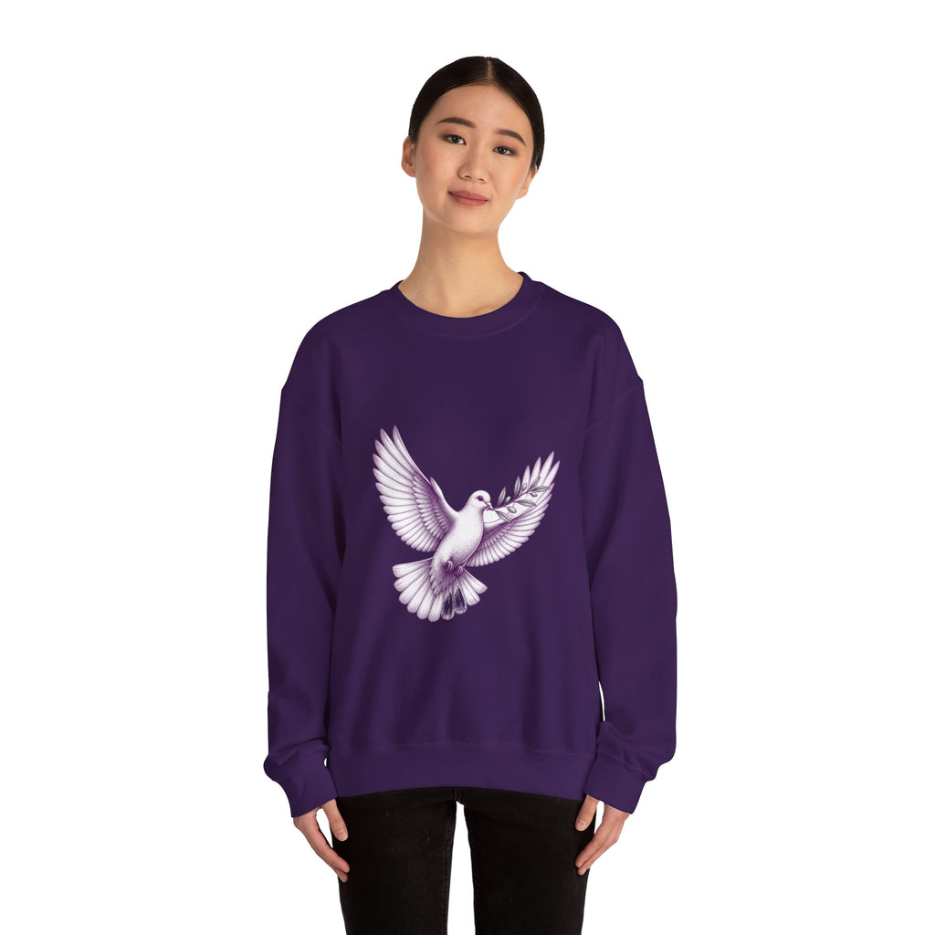 Matching Couple Sweatshirt - Wolf & Dove Matching Couple Comfort Colors Crew Hand-Drawn Art His Hers Anniversary Gift - Design B