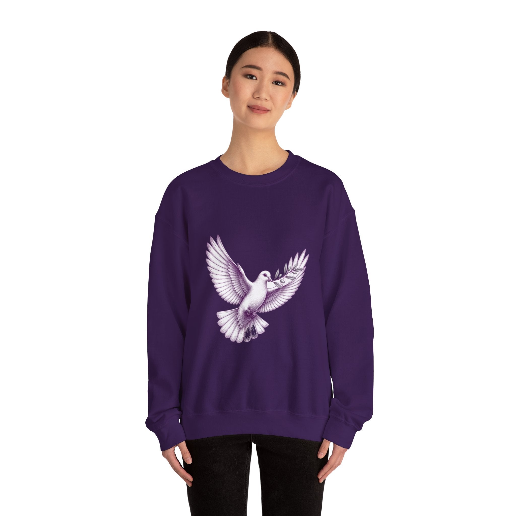 Matching Couple Sweatshirt - Wolf & Dove Matching Couple Comfort Colors Crew Hand-Drawn Art His Hers Anniversary Gift - Design B