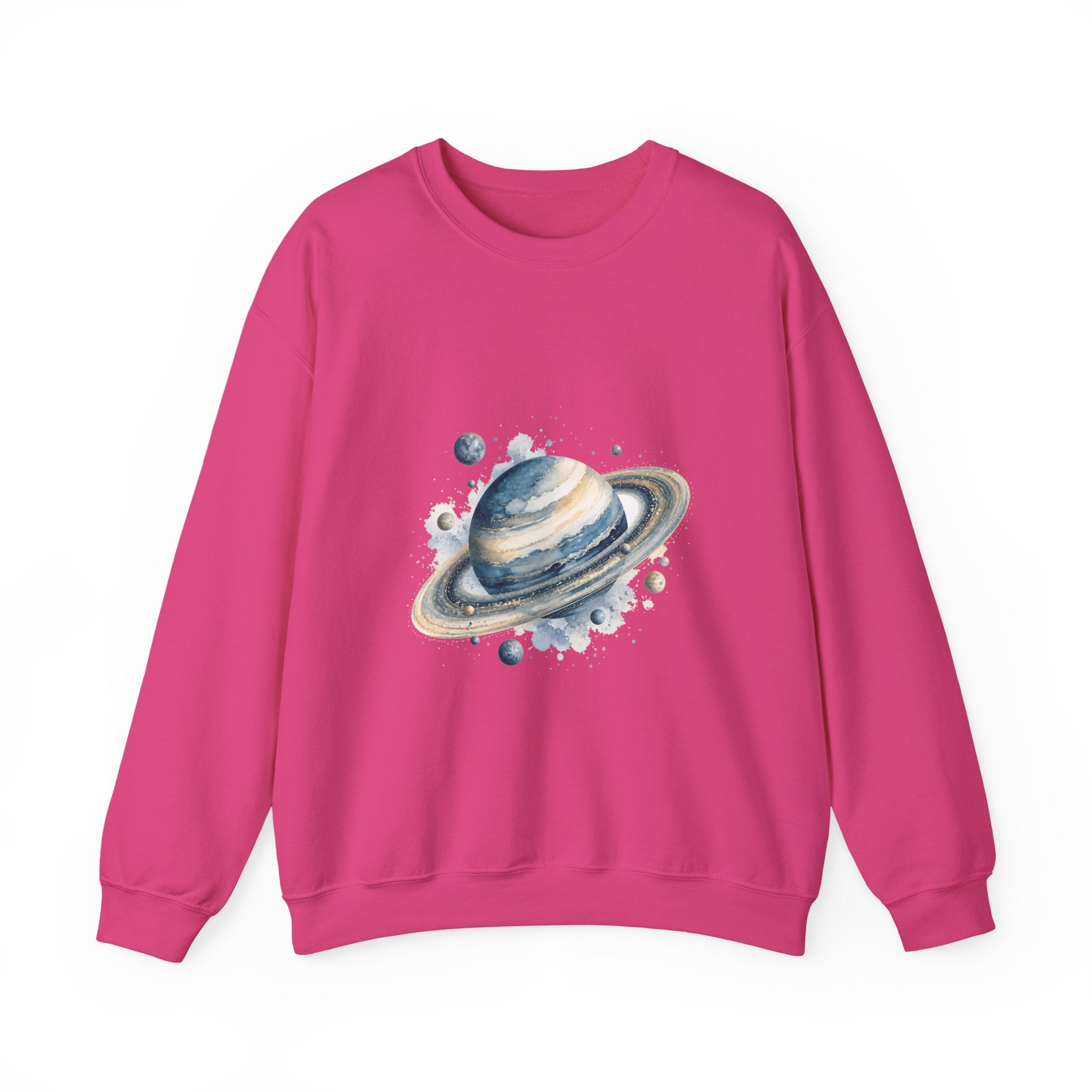 Matching Couple Sweatshirt - Astronaut & Planet Matching Couple Crewneck Sweatshirt Watercolor Art His Hers Engagement Gift - Design B